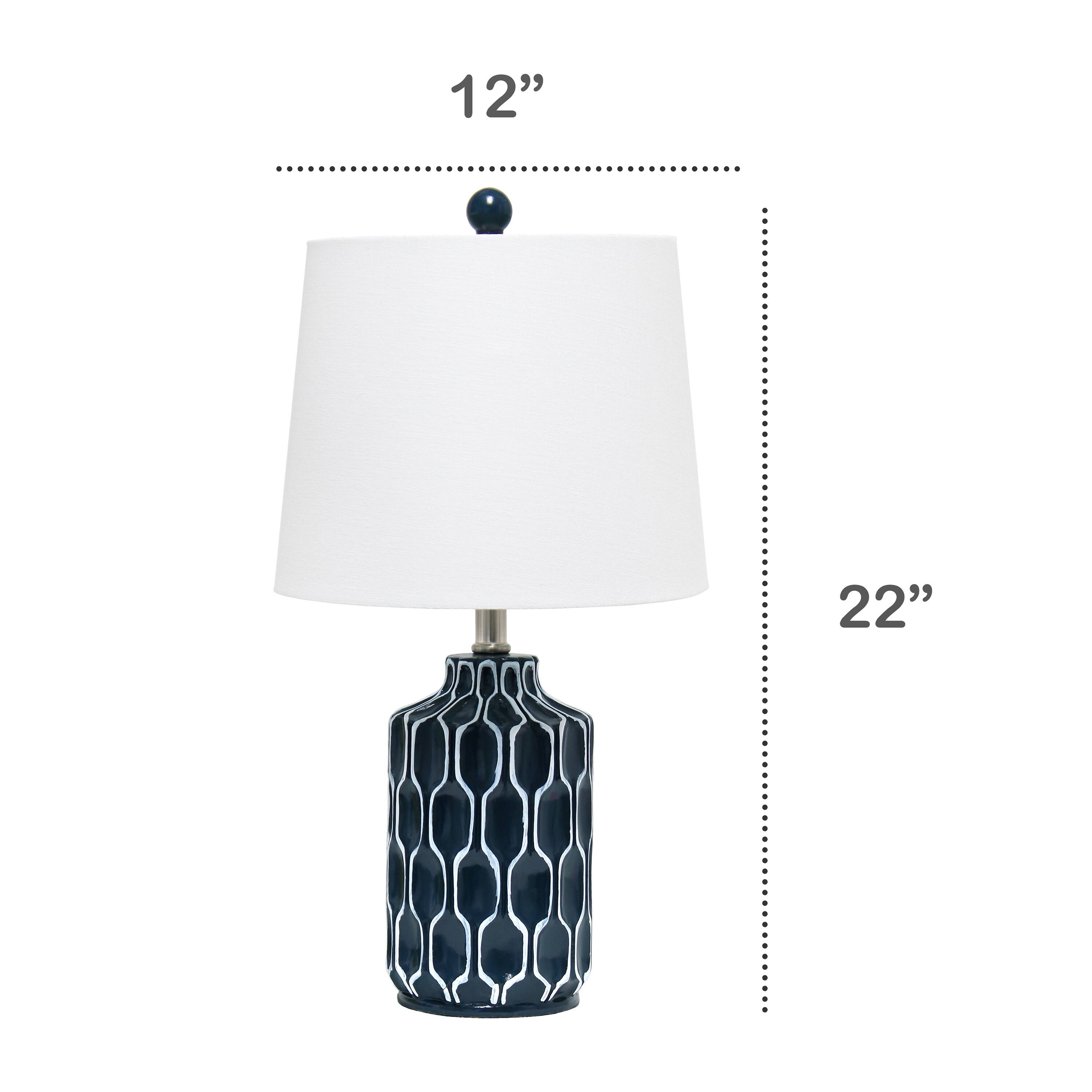 Lalia Home 22" Blue Moroccan Table Lamp with Fabric White Shade