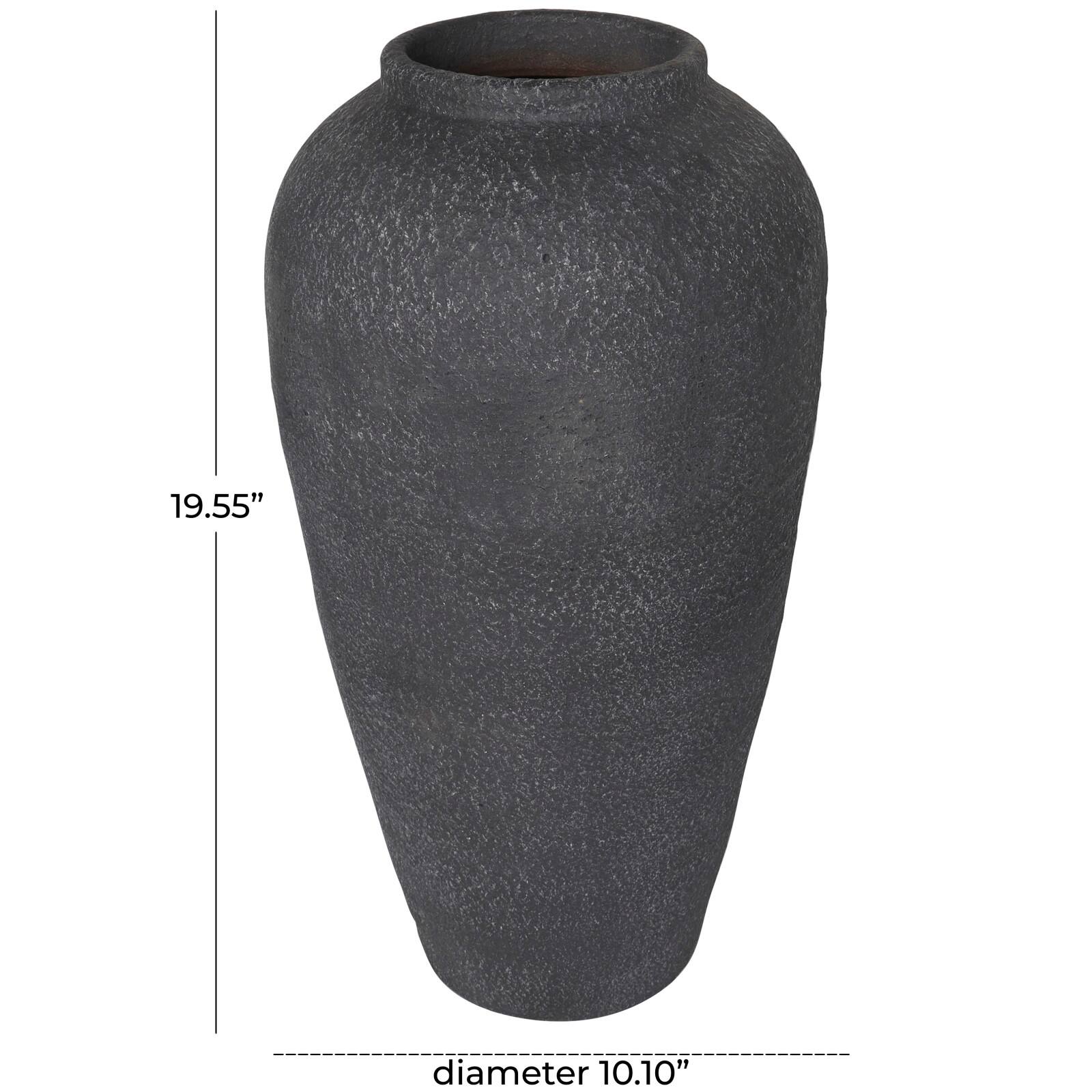 20&#x22; Black Ceramic Textured Vase