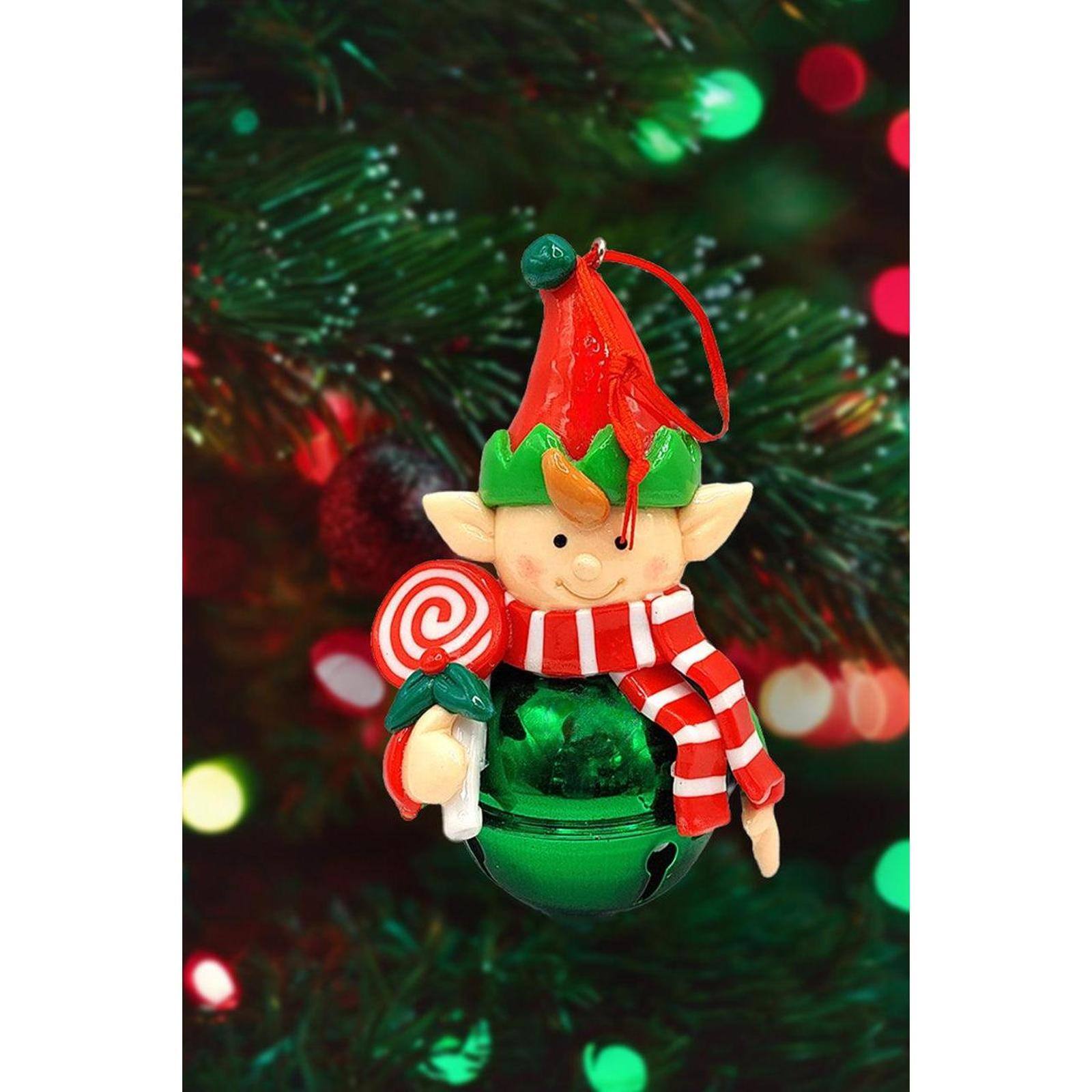 Wizardi 3" Glossy Gingerbread with Lollipop Elf Christmas Ornament