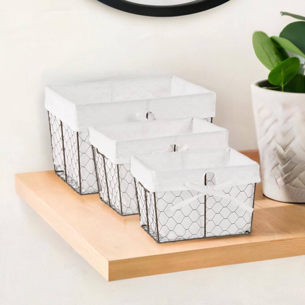 DII&#xAE; Vintage Gray Chicken Wire Basket with Bleached White Liner, 3ct.