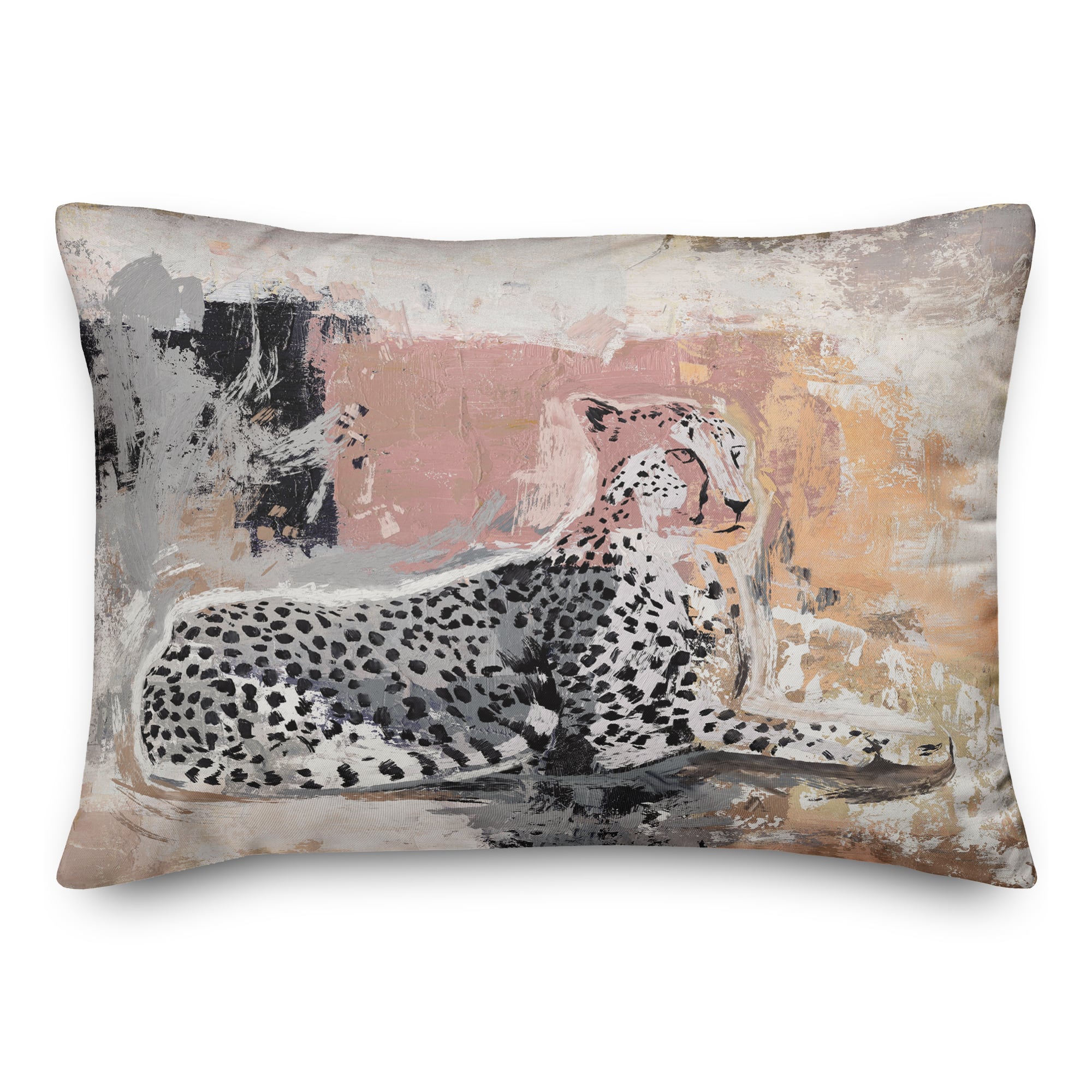 Jungle Cat Abstract 14&#x22; x 20&#x22; Throw Pillow