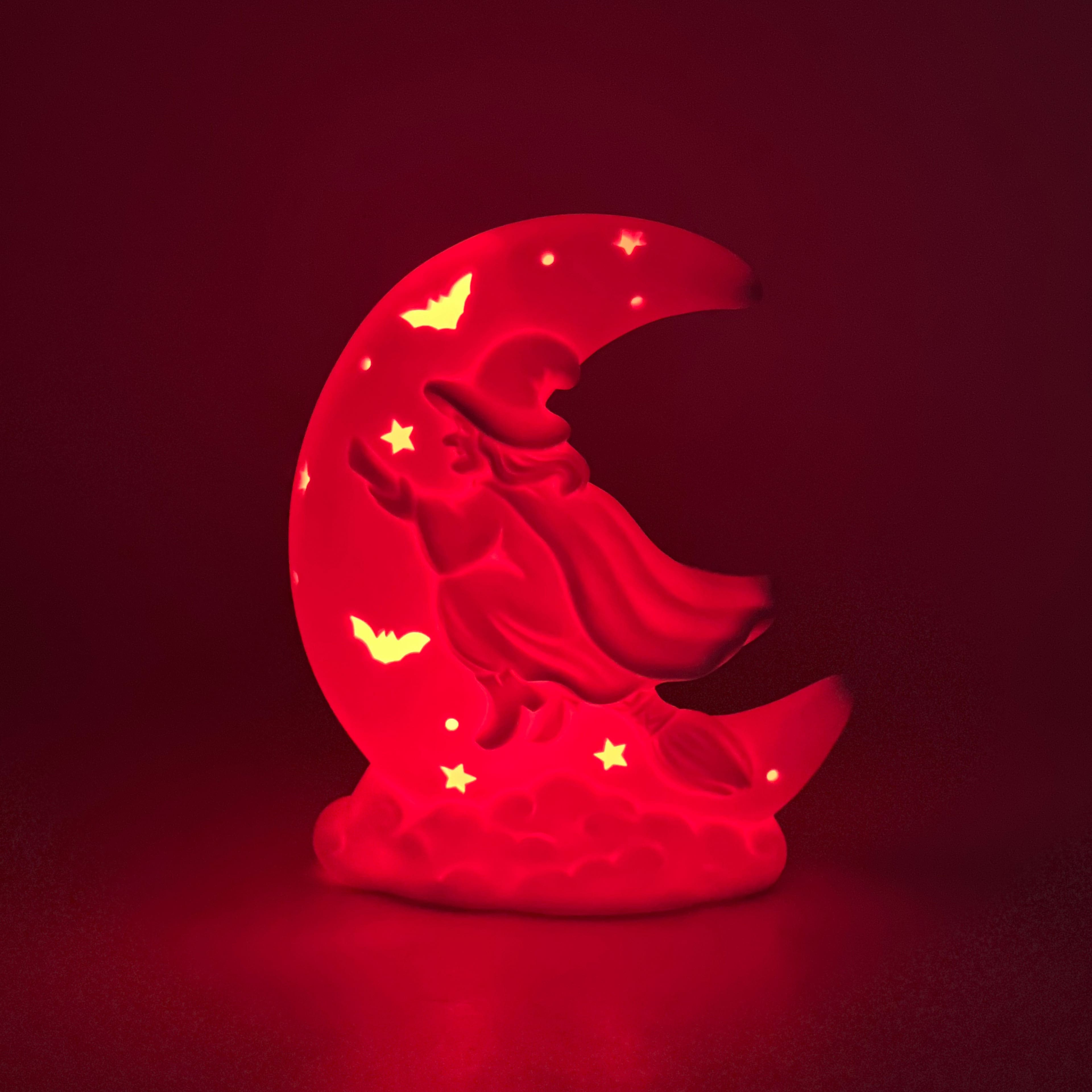 7&#x22; DIY Ceramic LED Witch &#x26; Moon D&#xE9;cor by Make Market&#xAE;