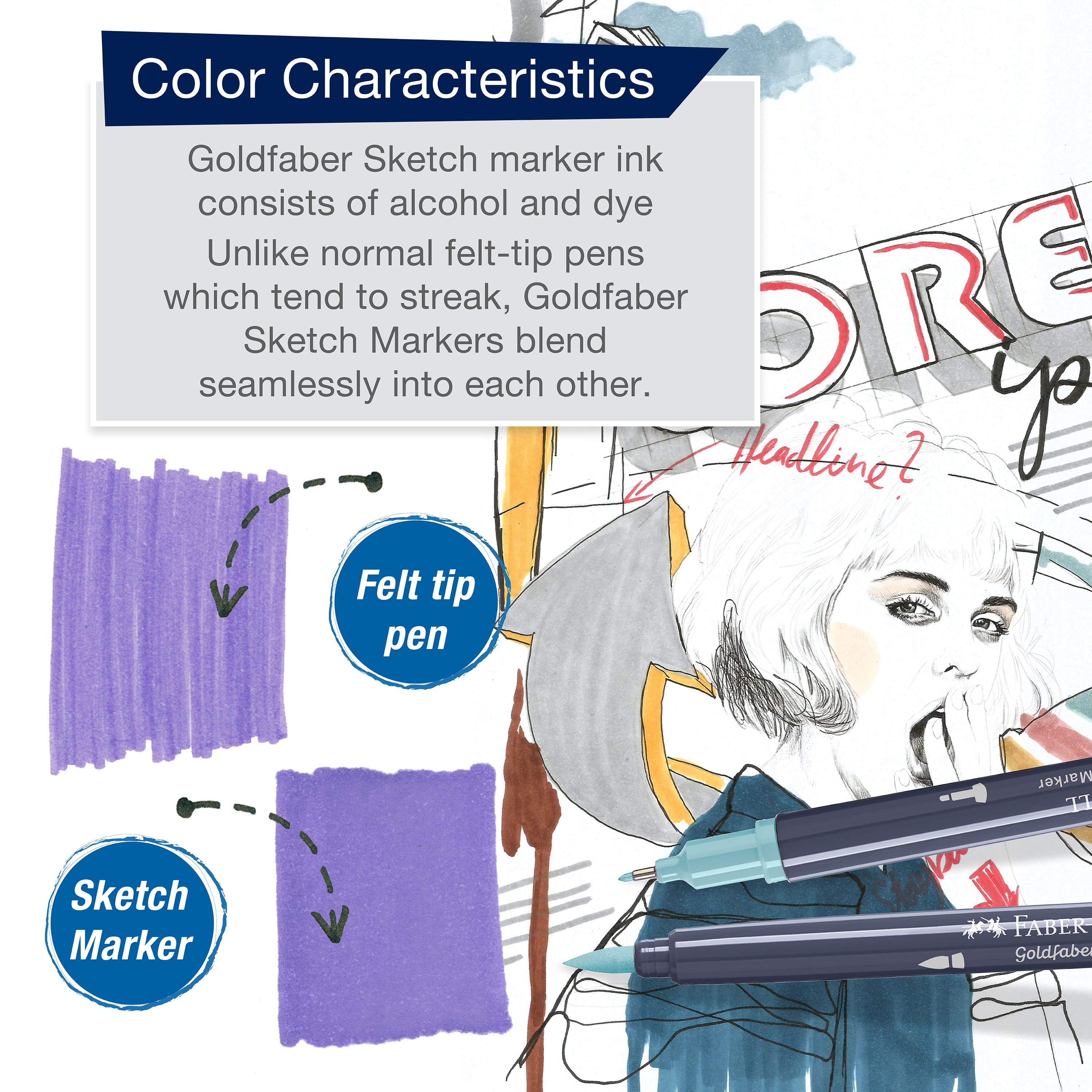 Faber-Castell&#xAE; Goldfaber 24 Color Dual Tip Sketch Markers