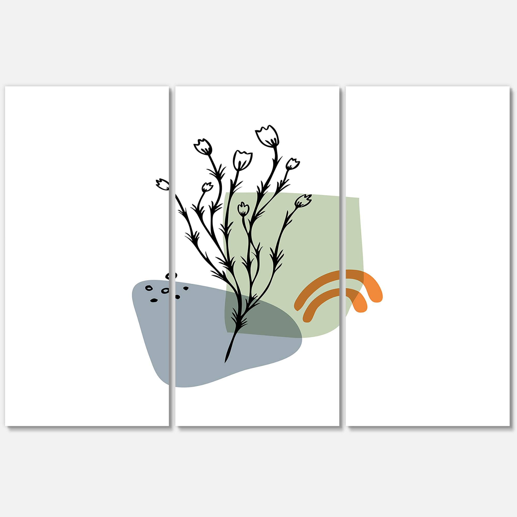 Designart - Abstract Flowers On Minimal Shapes II