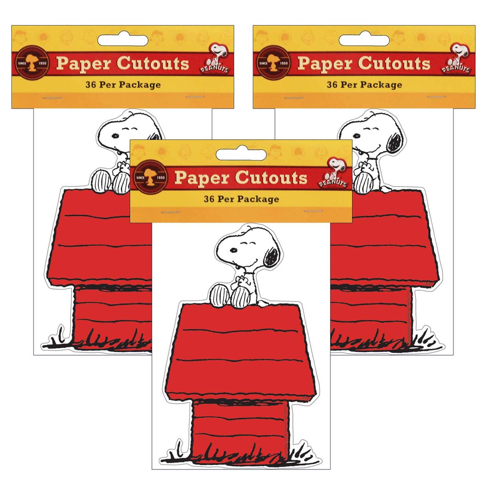 Eureka&#xAE; Snoopy&#xAE; Paper Cut Outs, 3 Packs of 36