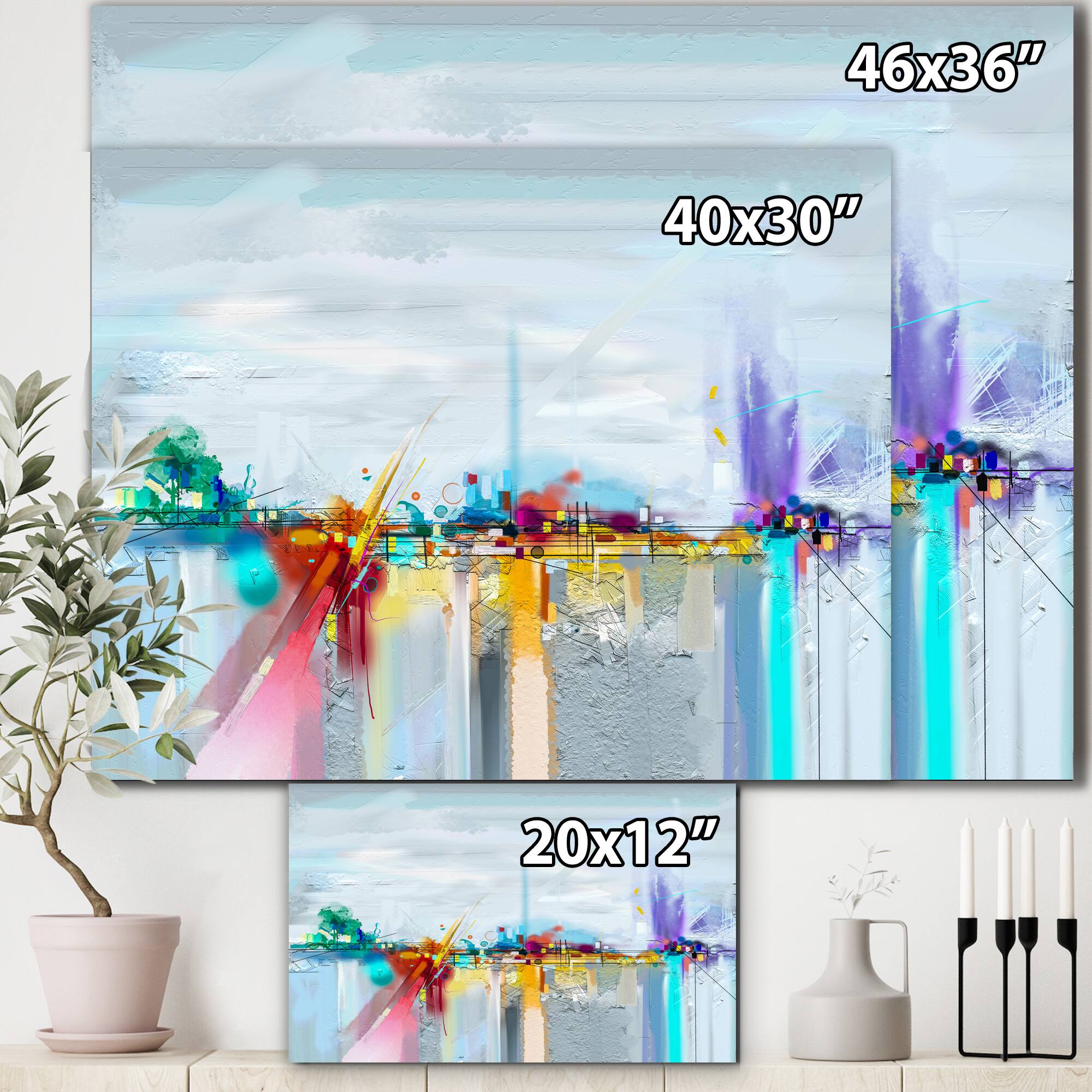 Designart - Abstract Colorful Seascape II - Modern & Contemporary Canvas Wall Art Print