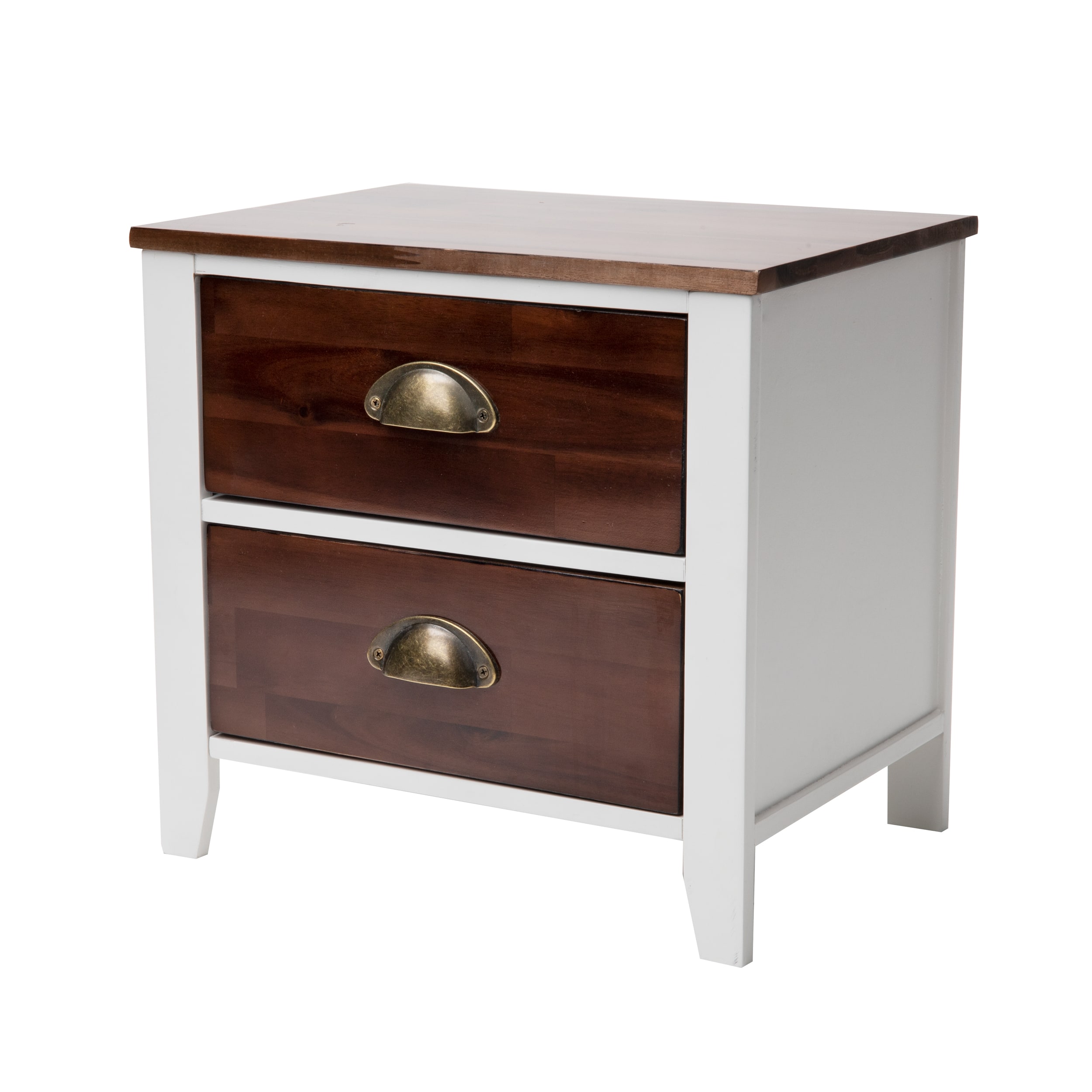 Mind Reader Woodland Collection Brown &#x26; White 2-Drawer Nightstand