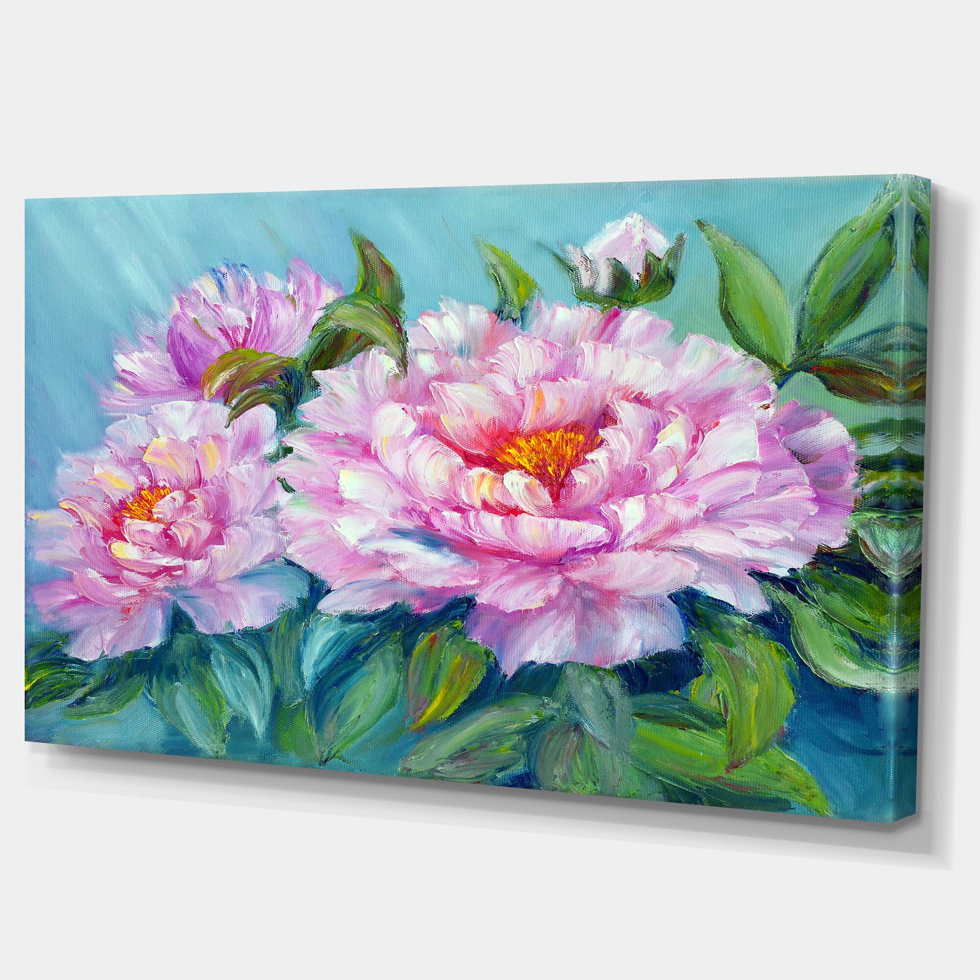 Designart - Pink Peonies - Floral Art Canvas Print