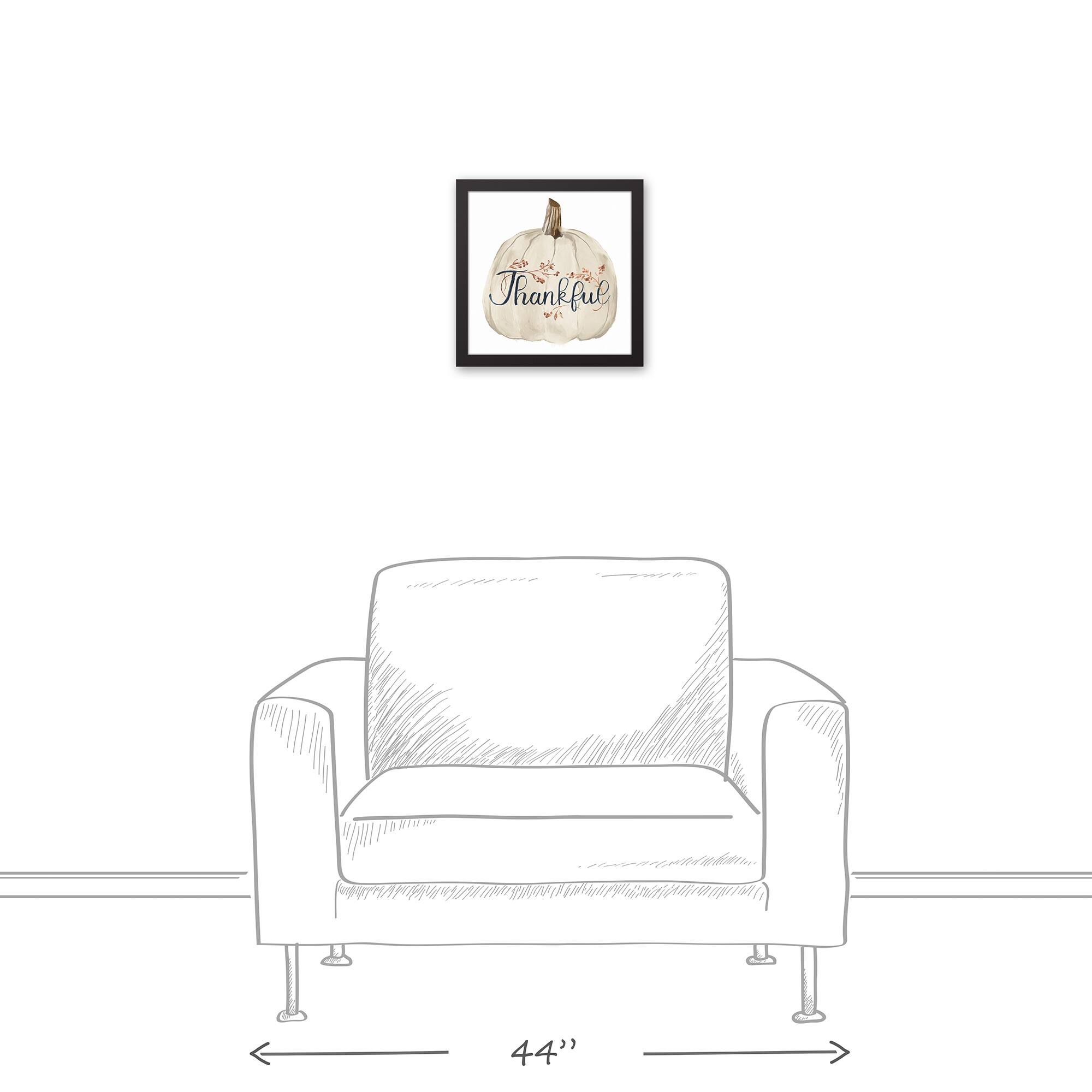 Thankful White Pumpkin Canvas Wall Art with Black Frame
