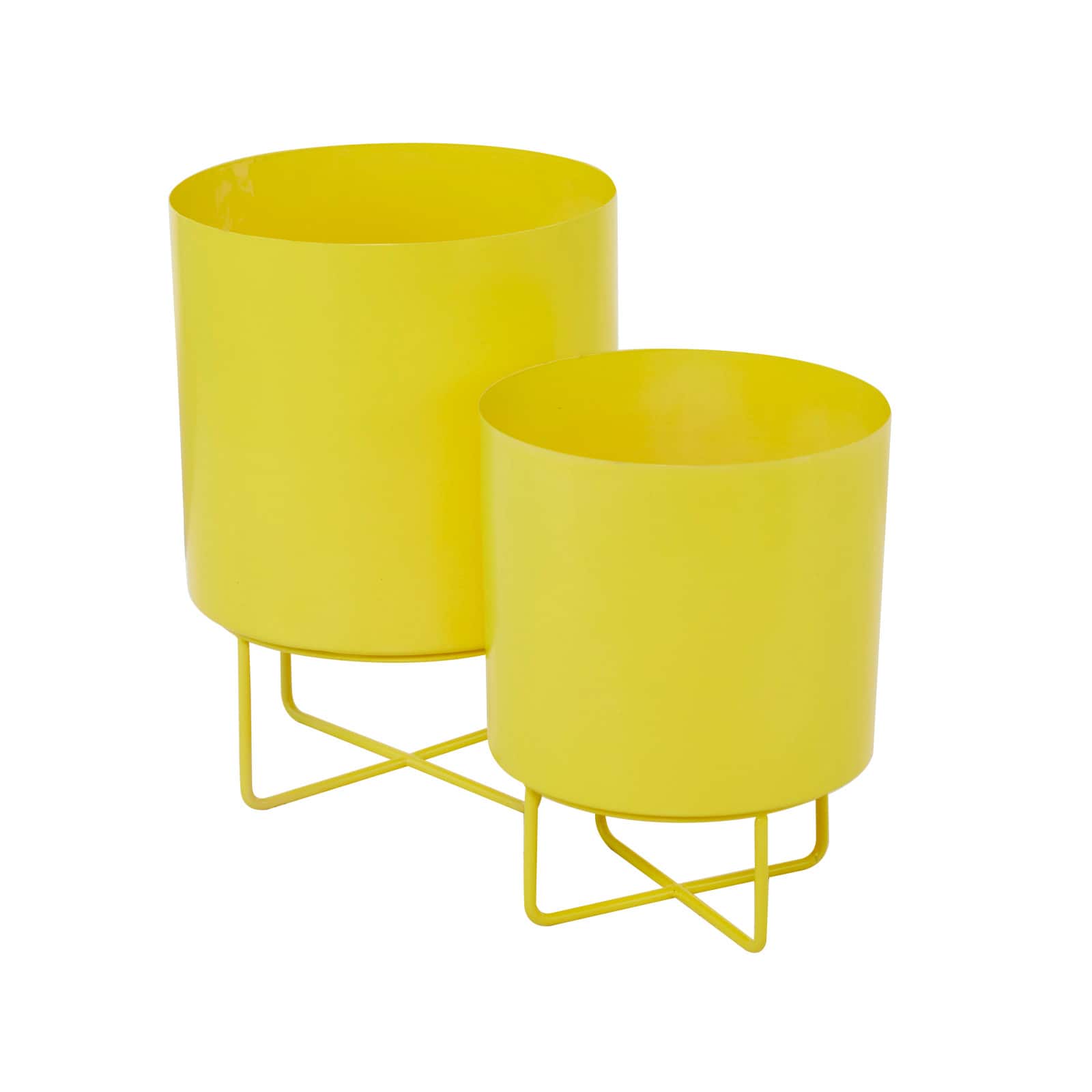 Yellow Modern Planter, Set of 2" 16", 13"
