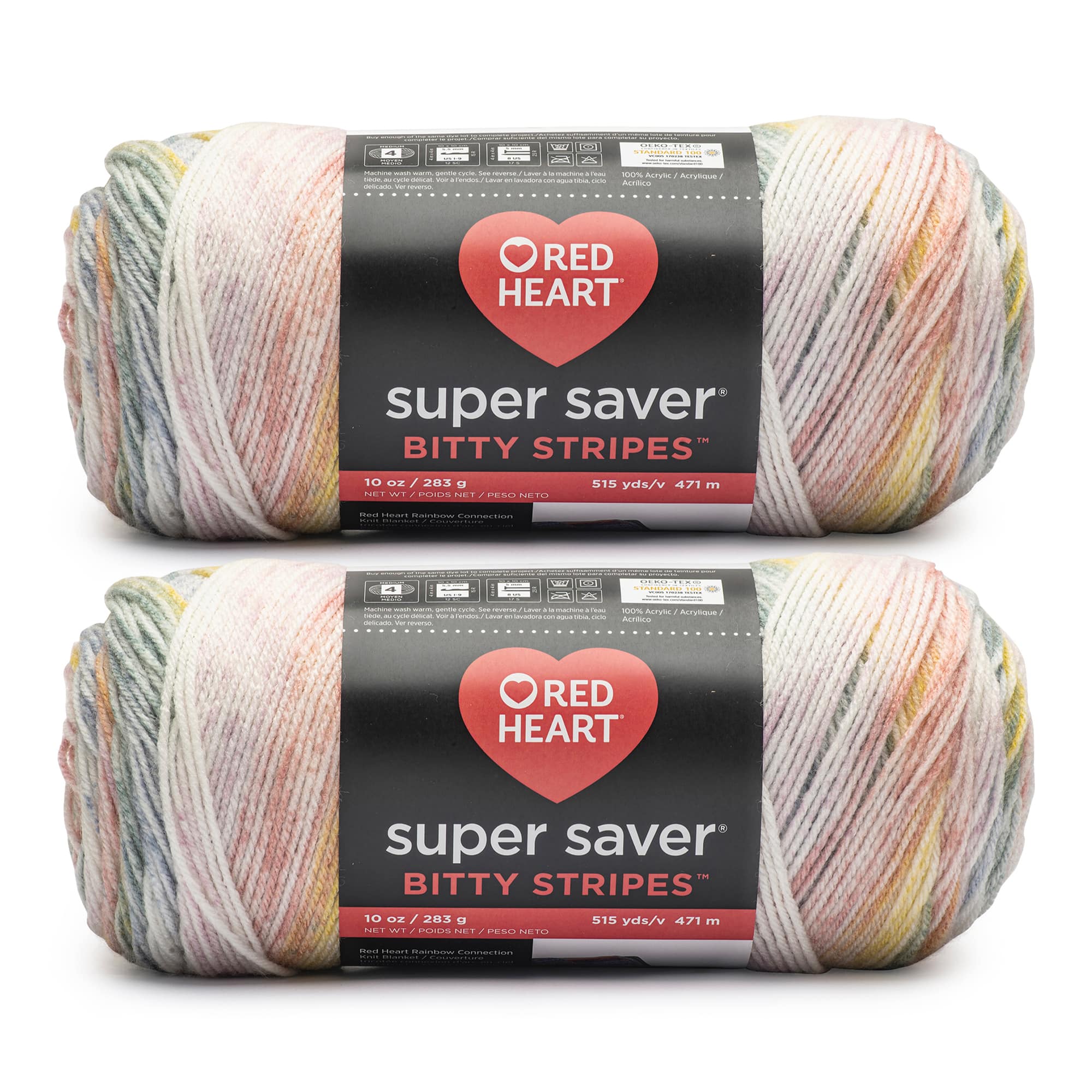2 Pack Red Heart® Super Saver® Bitty Stripes™ Yarn