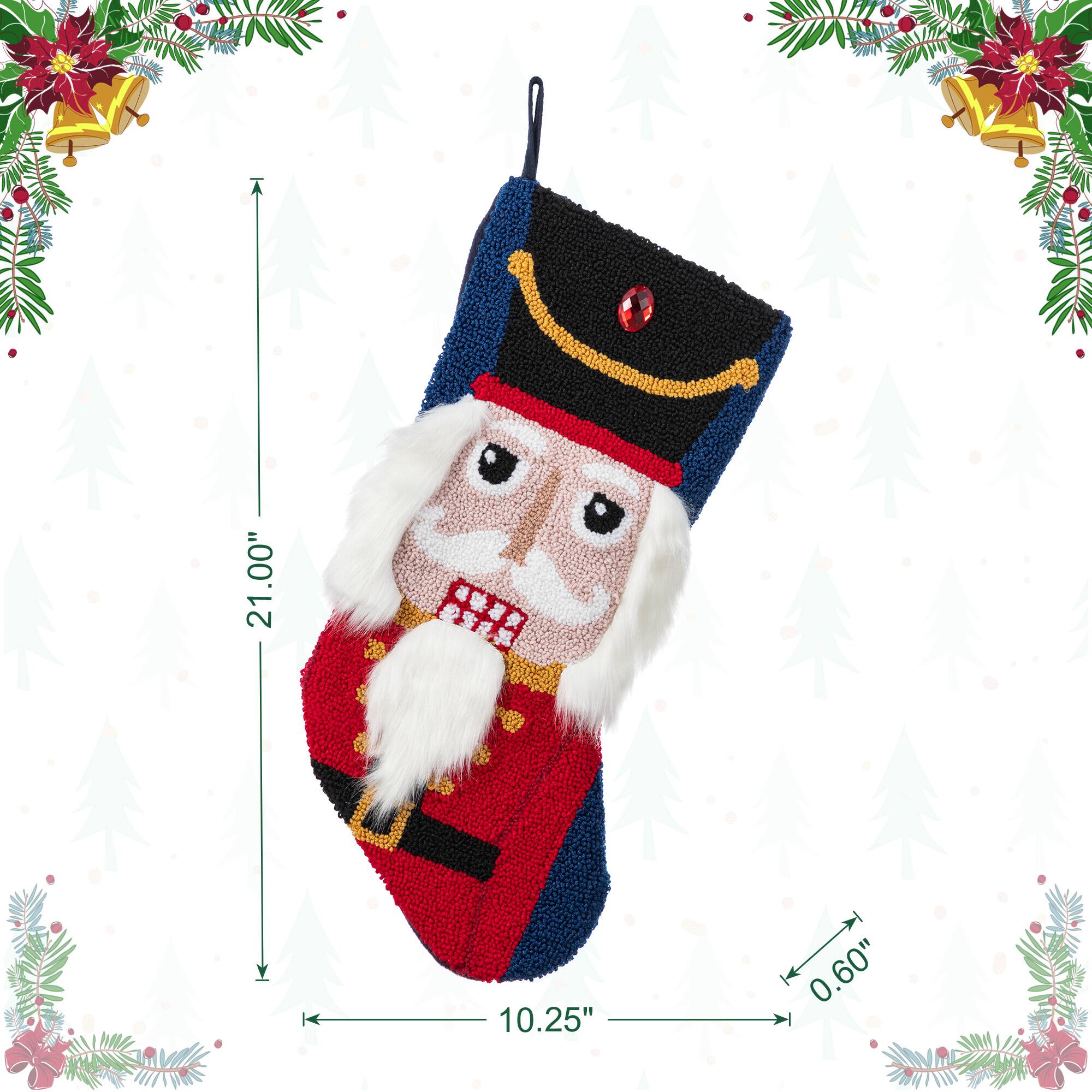 Glitzhome® 21"L Hooked Christmas Nutcracker Stocking
