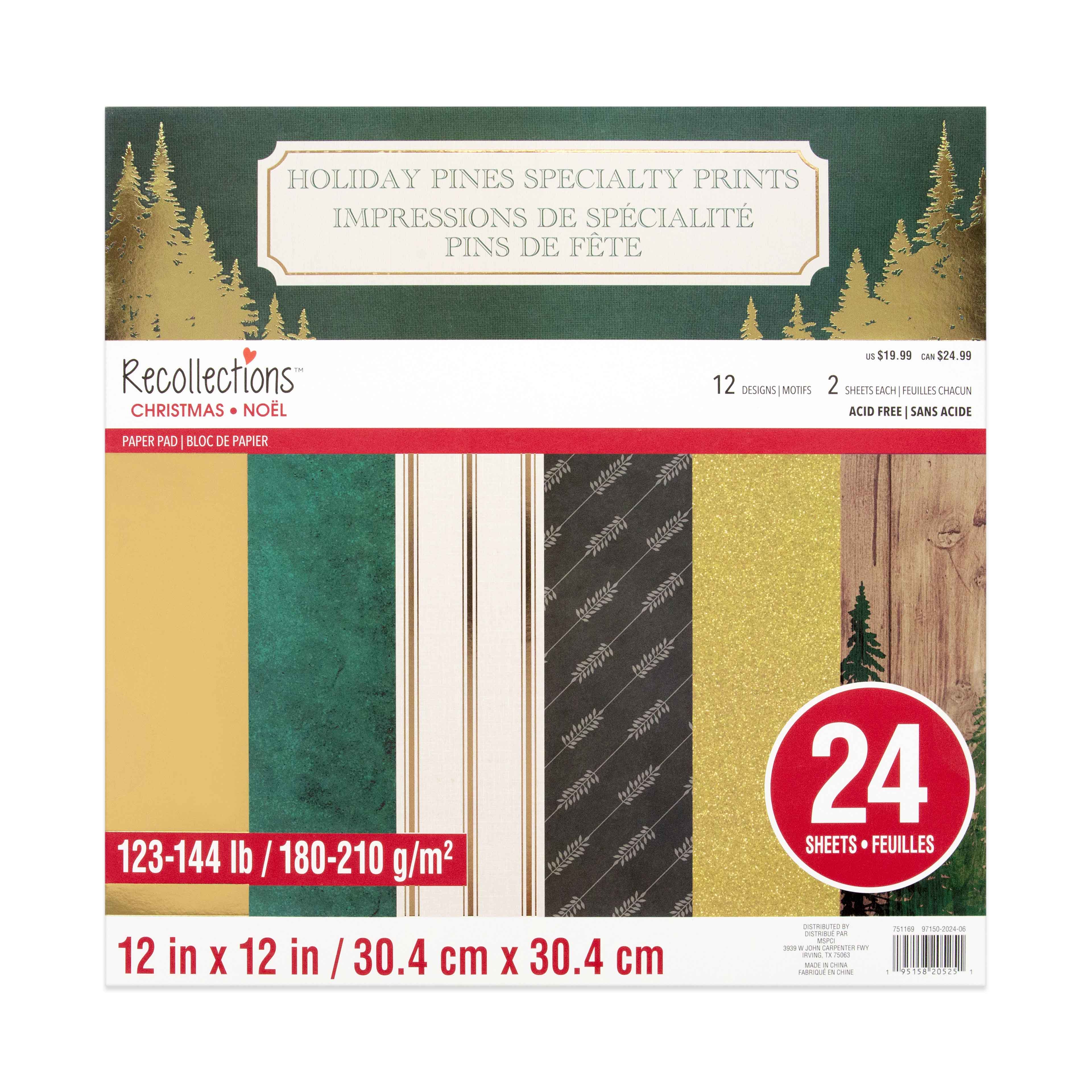 12&#x22; x 12&#x22; Holiday Pines Specialty Prints Paper Pad by Recollections&#x2122;