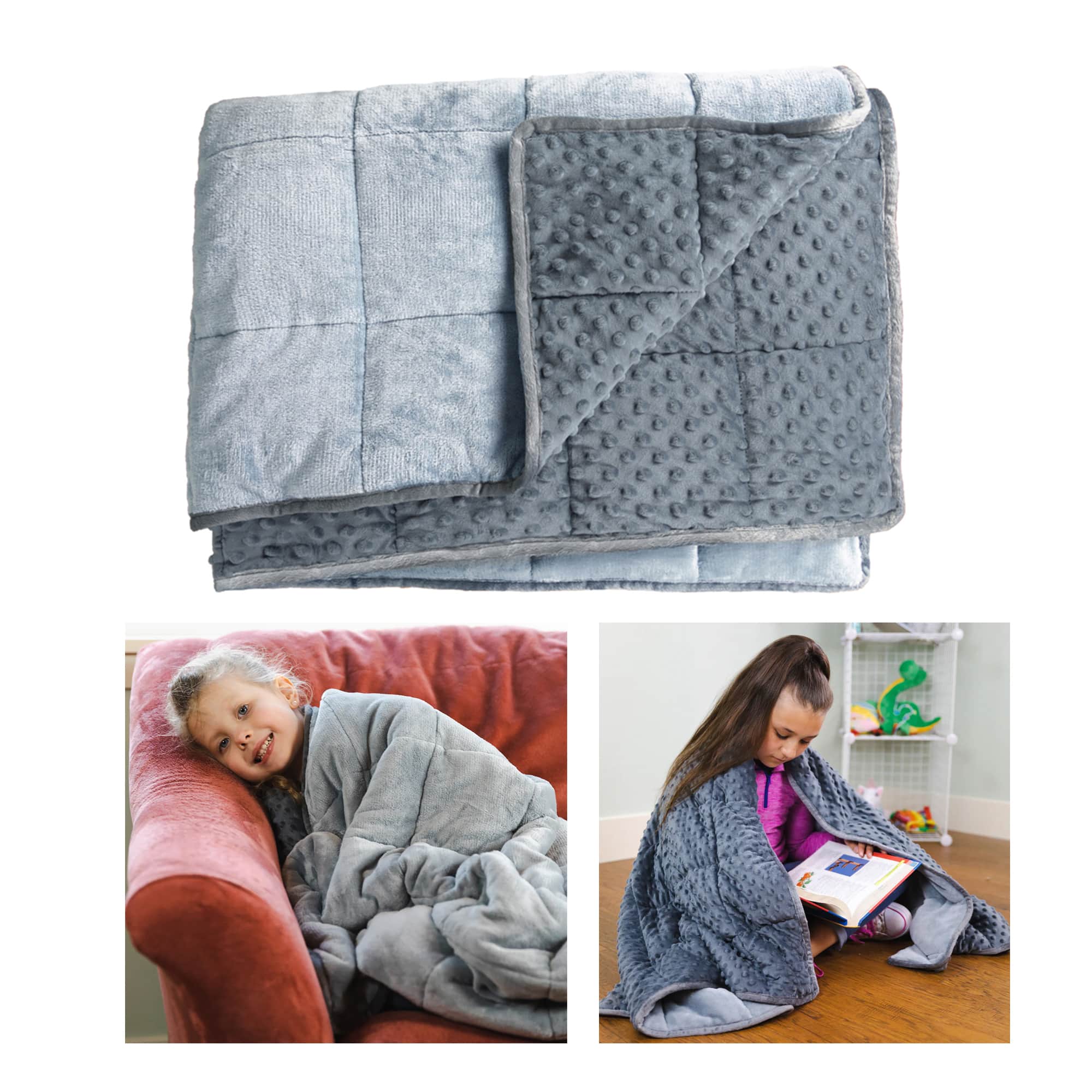 Bouncyband® 65" x 45" Soft Fleece Weighted 10lb. Medium Sensory Blanket for Kids