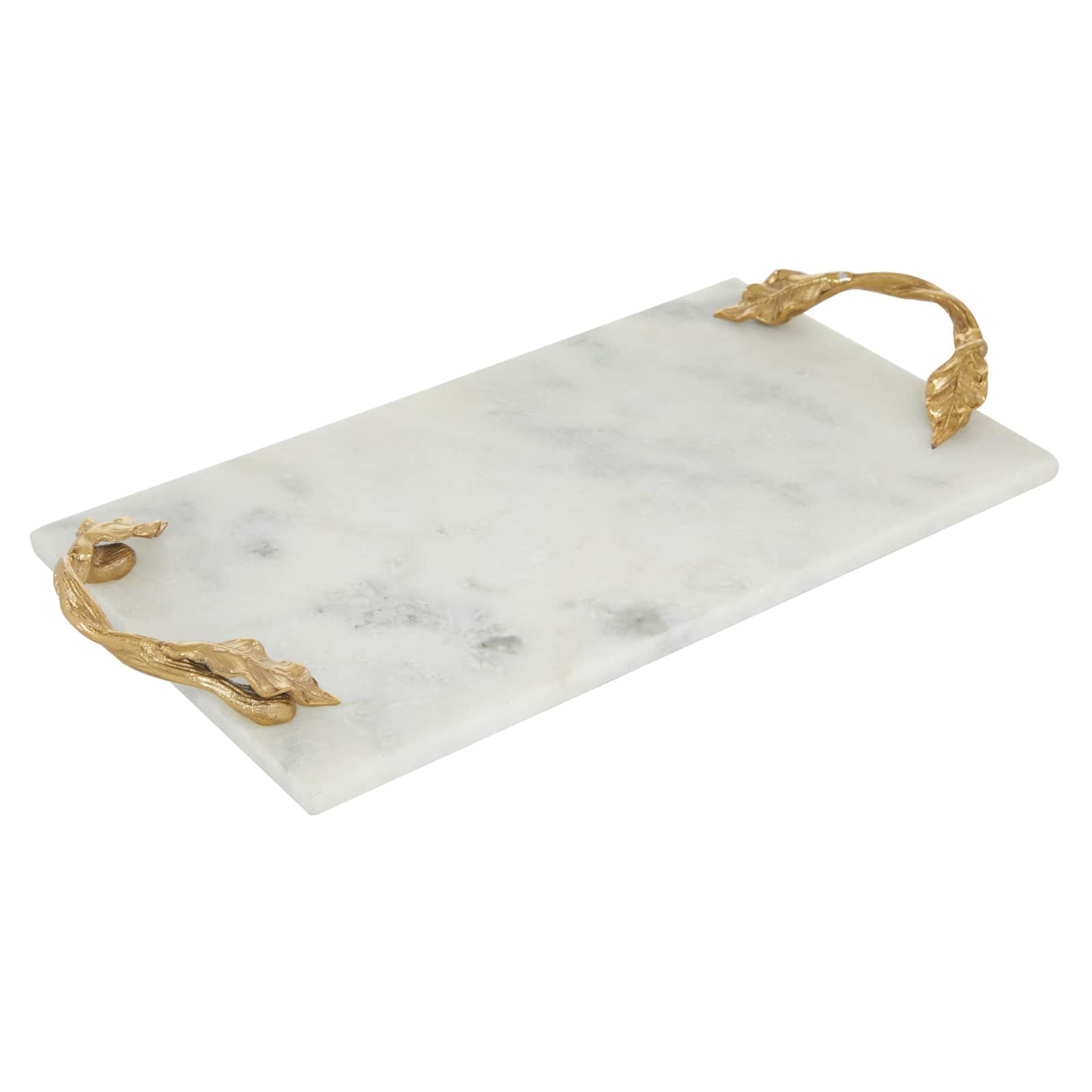 21&#x22; White Marble Natural Serving Tray