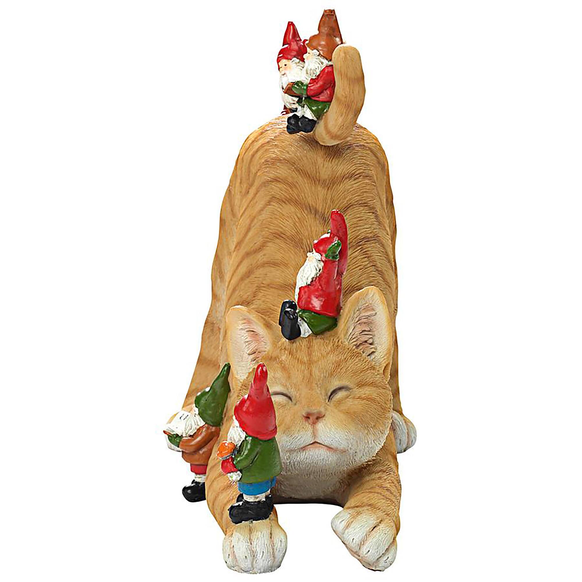Design Toscano 14.5&#x22; Catatonic Gnome Feline Frenzy Statue