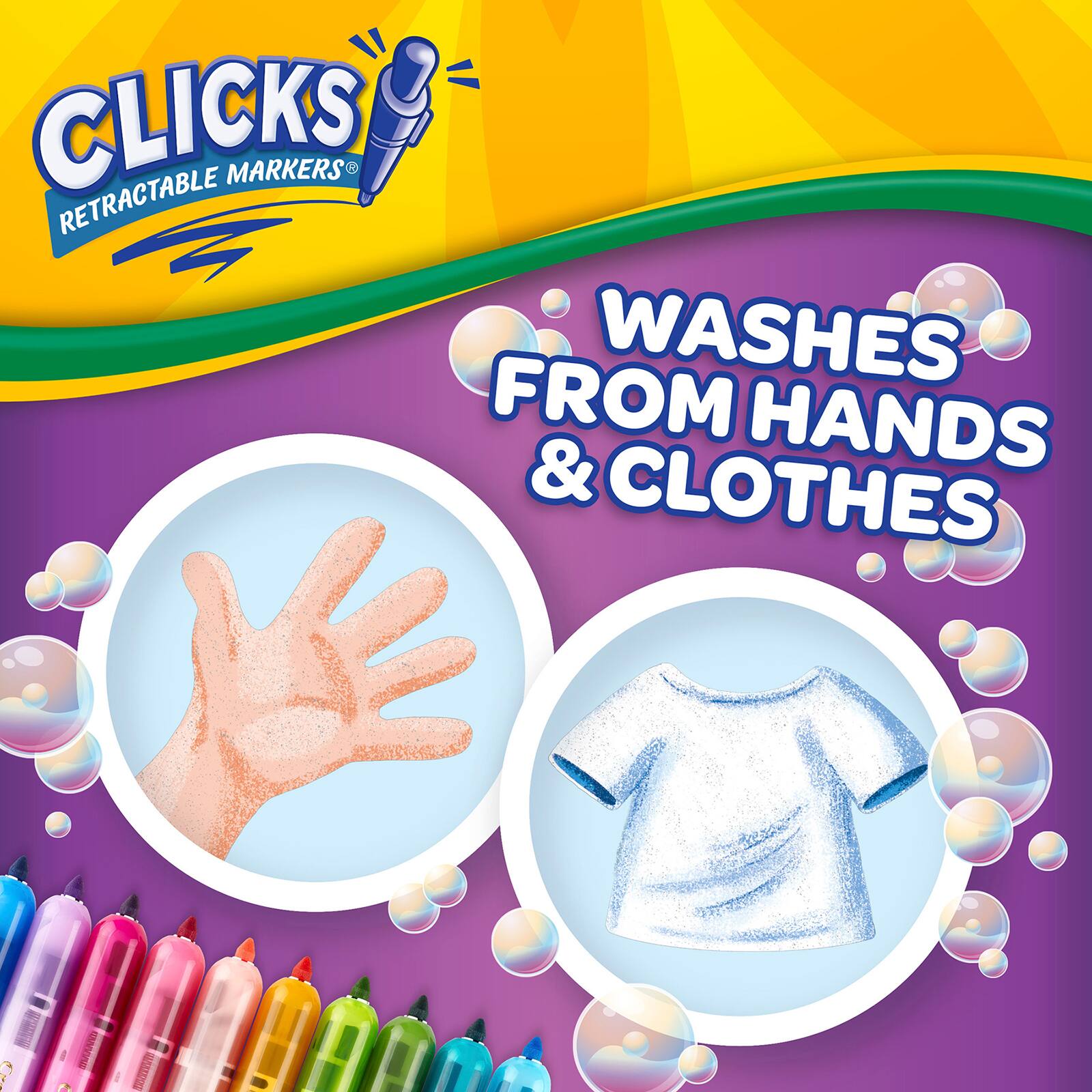 Crayola® Washable CLICKS Bold/Brignt Retractable Markers