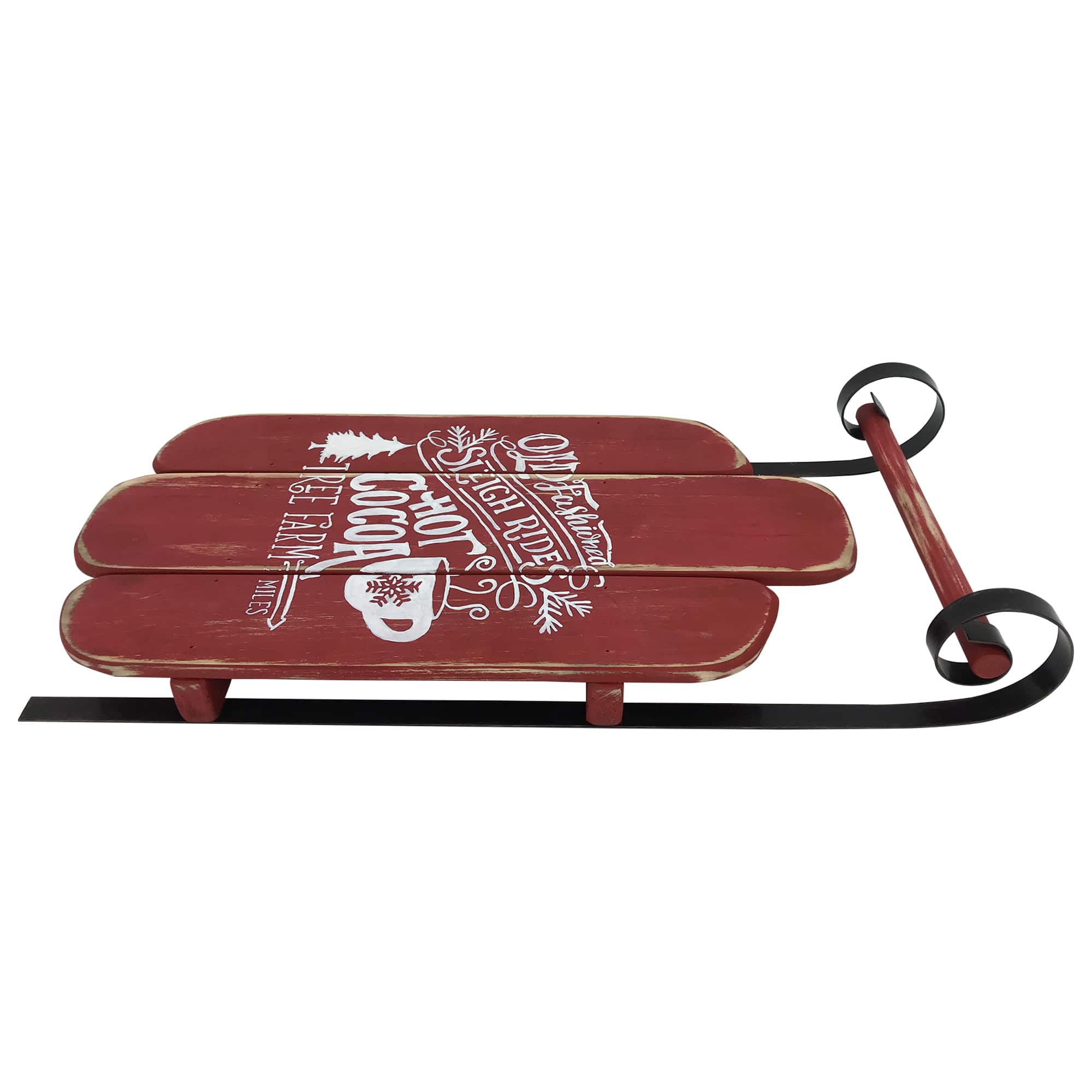 23&#x27;&#x27; Red Wooden Christmas Snow Sled Decoration