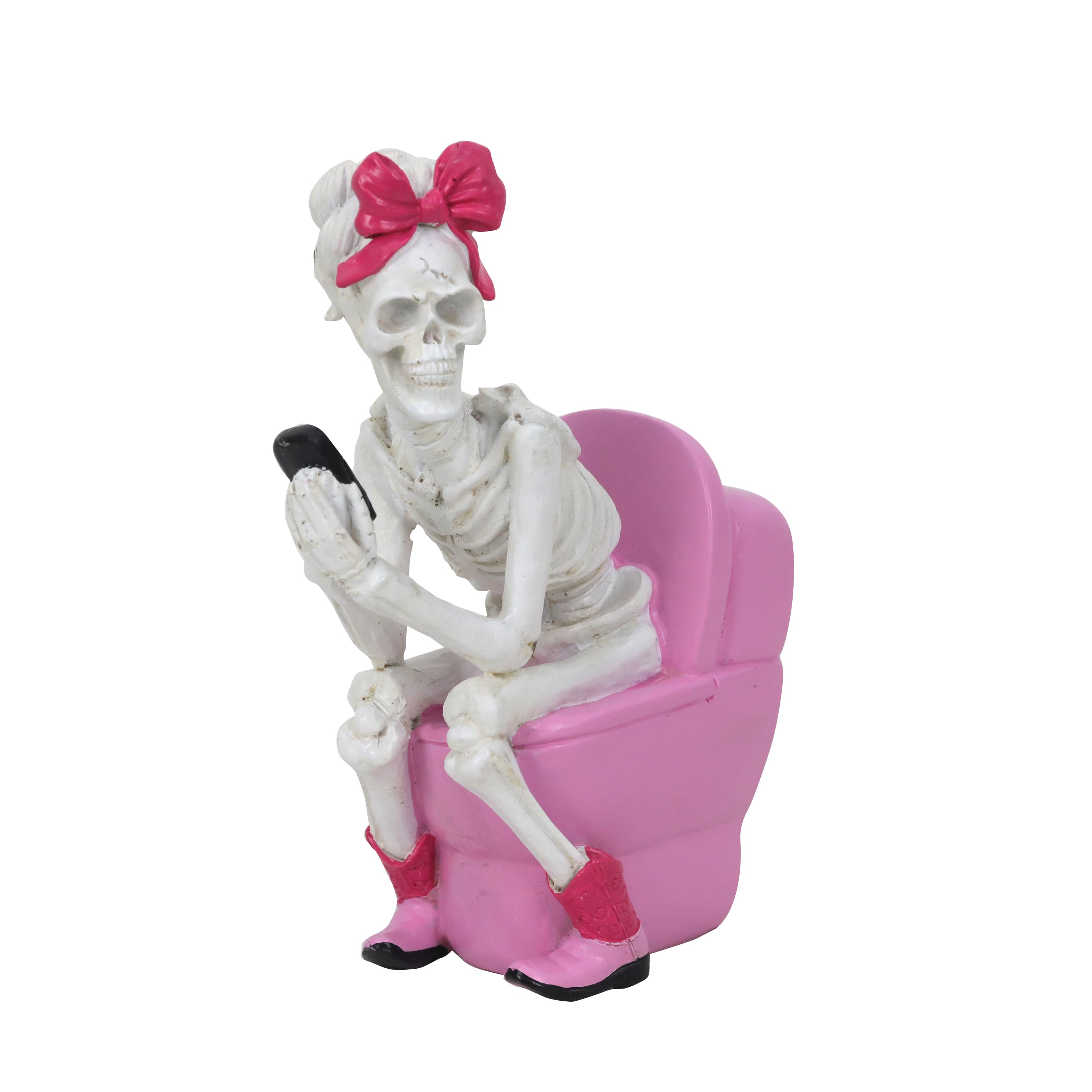 7.25" Cowgirl Skeleton on a Toilet by Ashland®