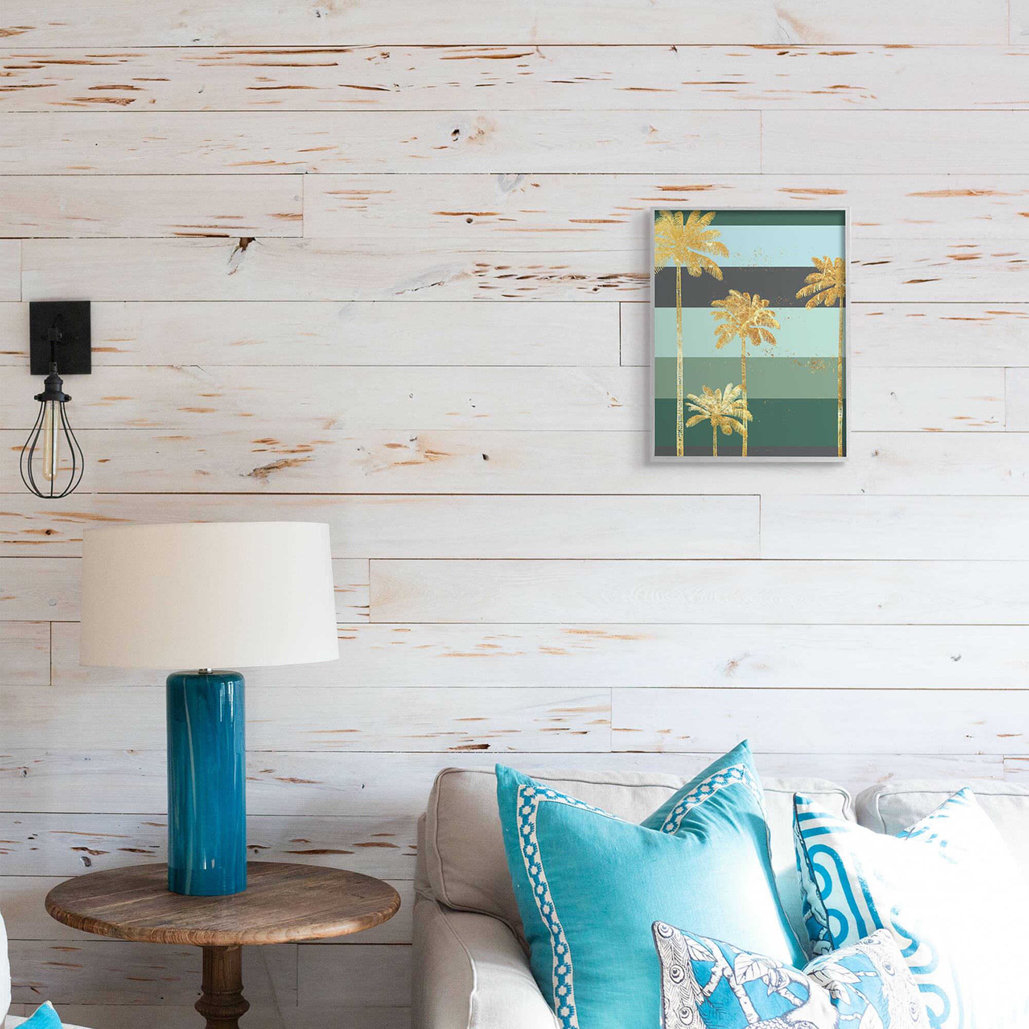 Stupell Industries Glam Tropical Palms Gray Framed Wall Art