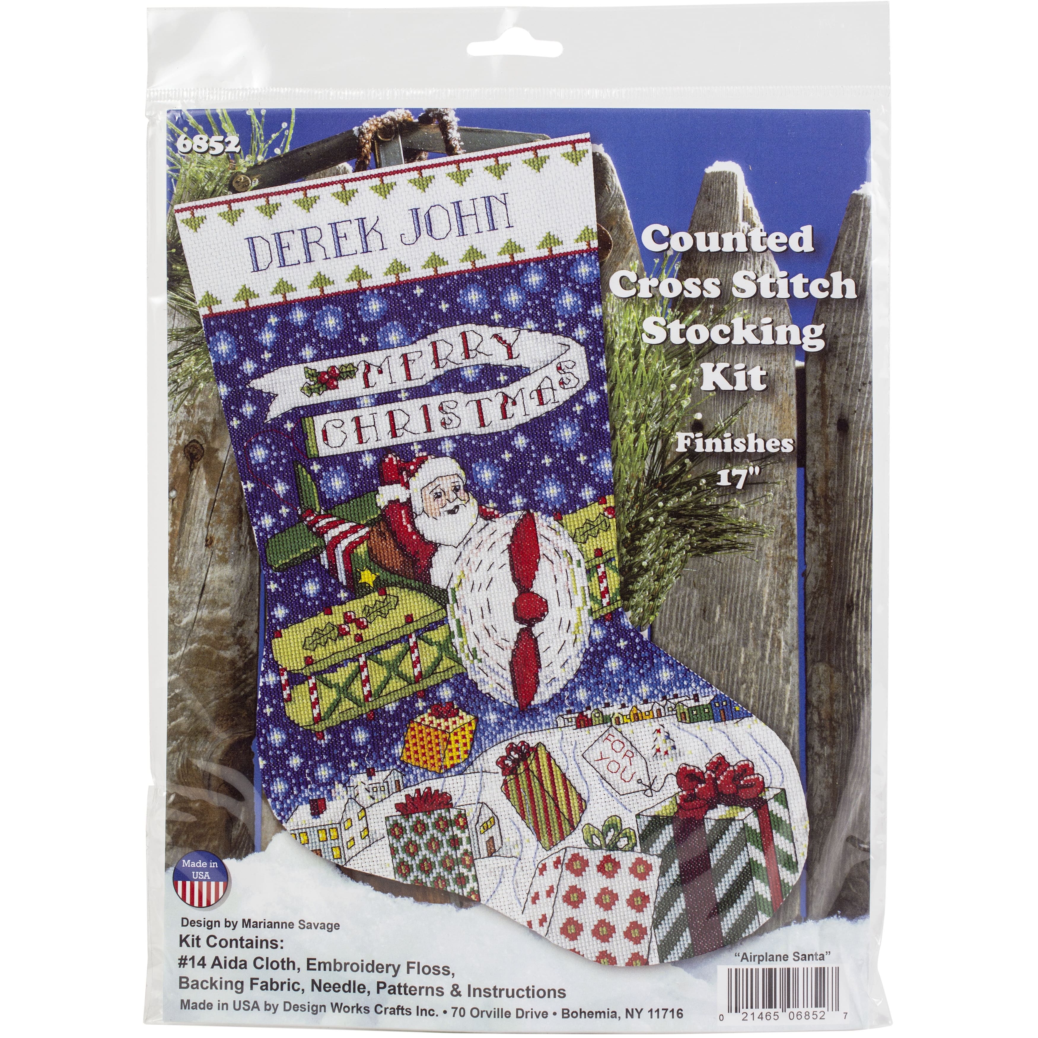 Santa and Snowman Stocking Counted Cross Stitch Kit - Needlework