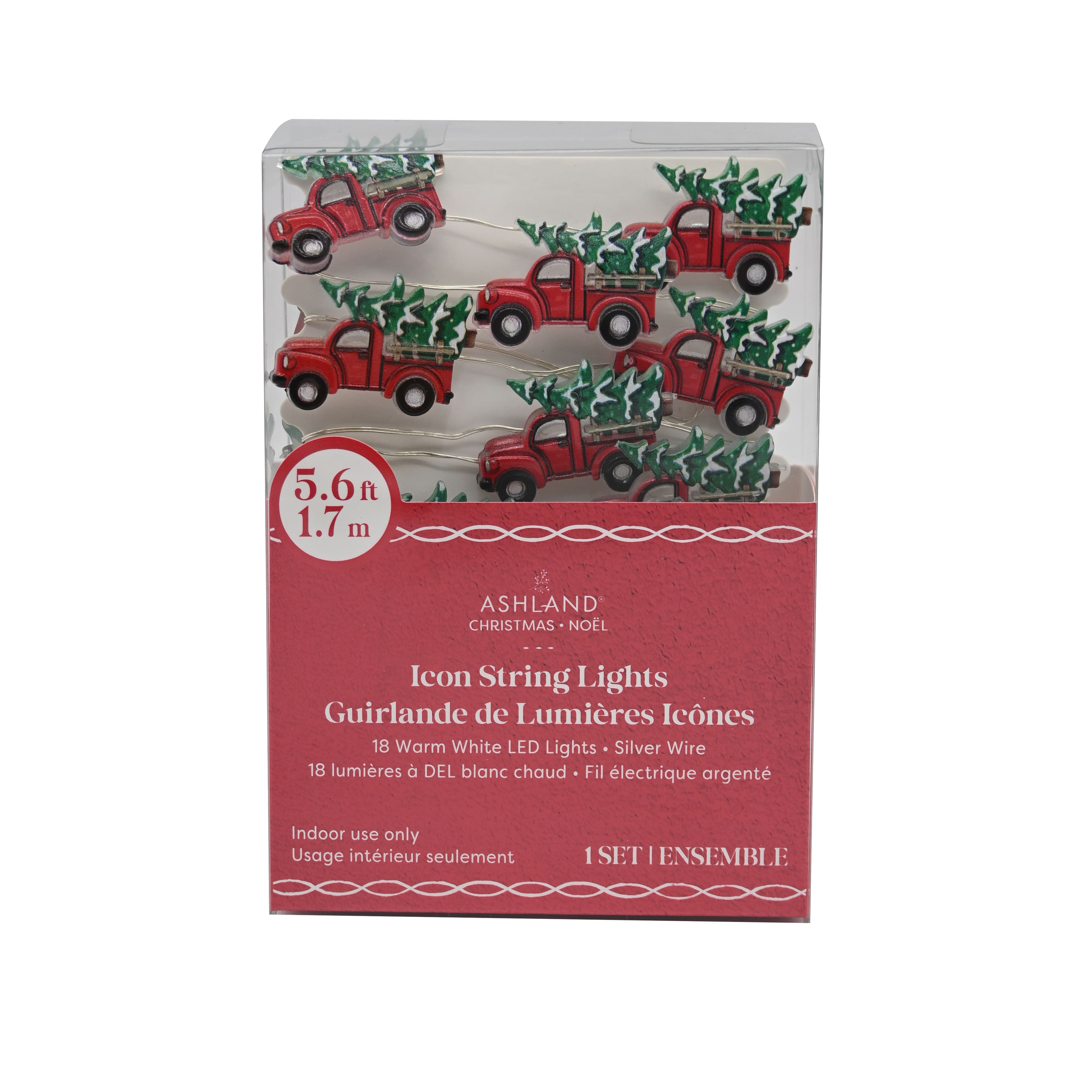 18ct. Warm White LED Red Truck & Christmas Tree String Lights on Silver Wire by Ashland®