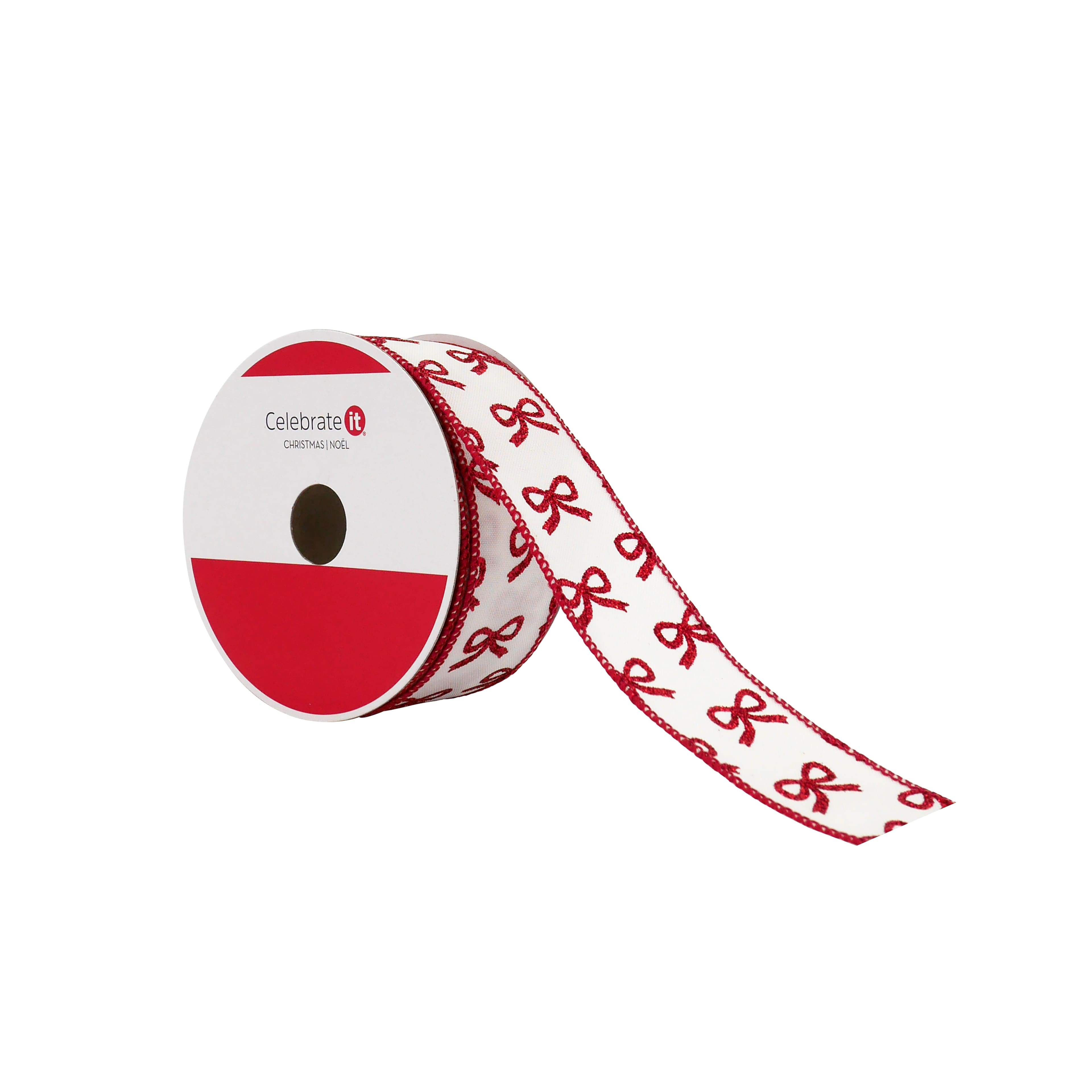 1.5&#x22; x 30ft. Red Glitter Bows Wired Ribbon by Celebrate It&#xAE;