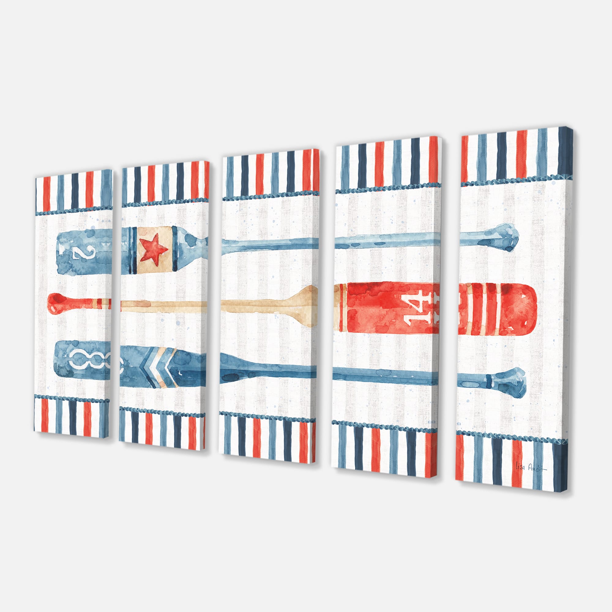 Designart - Watercolor Nautical paddles - Nautical & Coastal Canvas Artwork