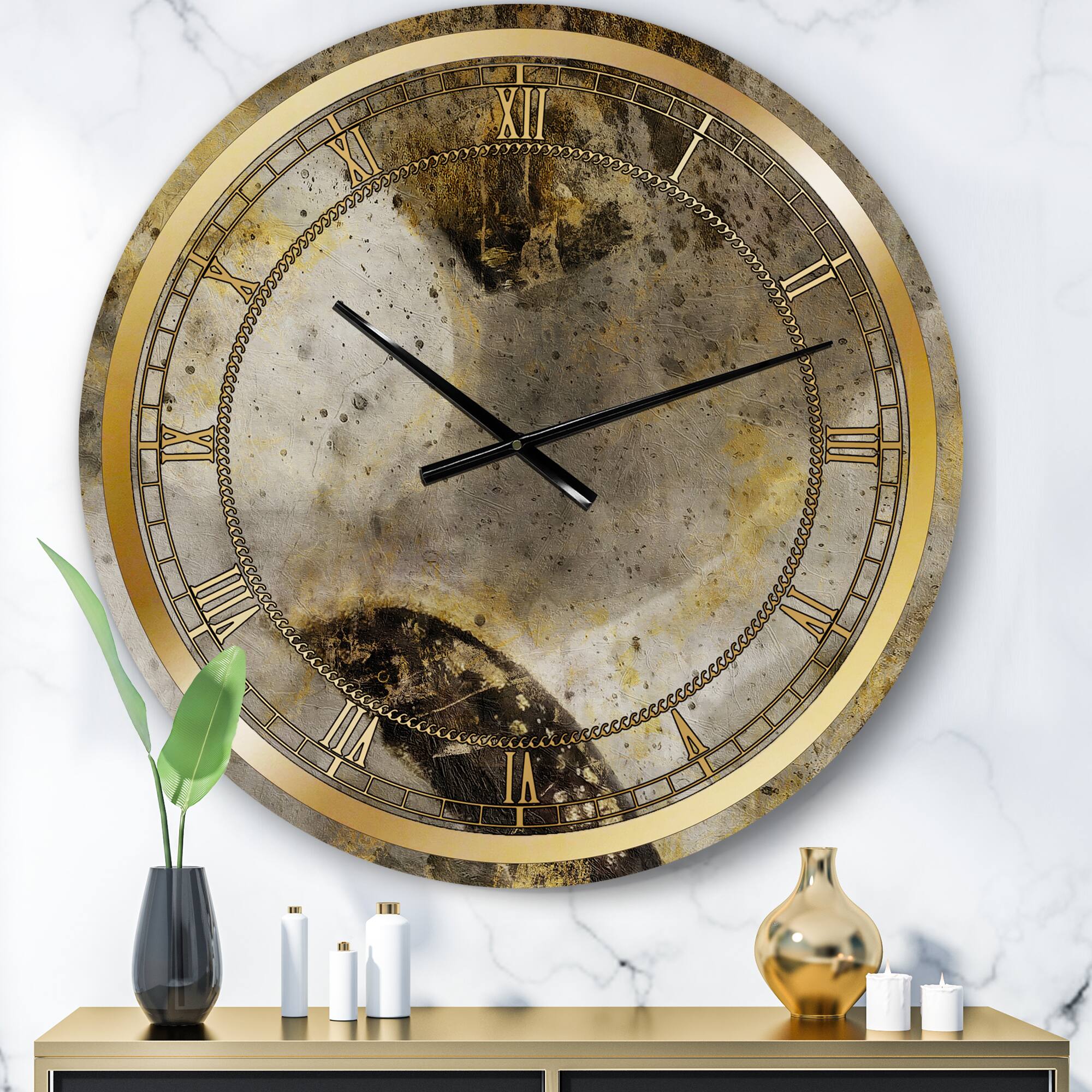 Designart Gold Desert Neutral Glam Wall Clock