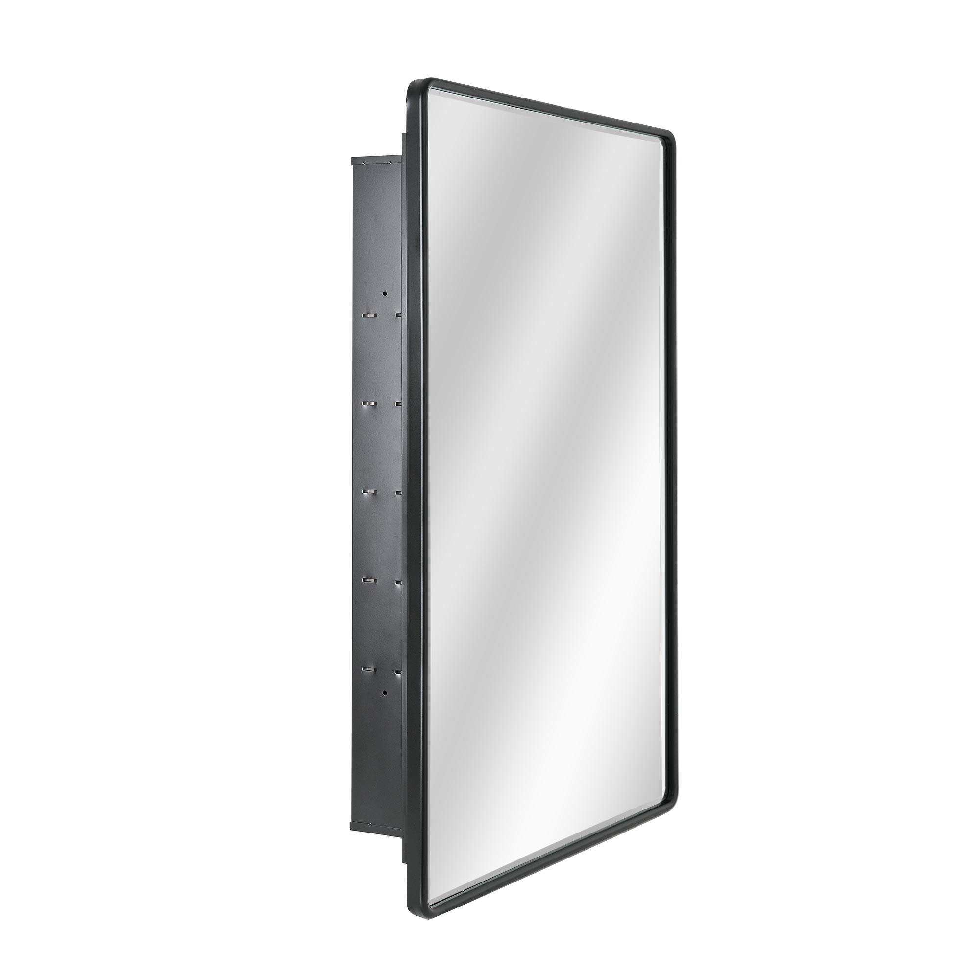 Head West Black Metal Medicine Cabinet with Beveled Mirror