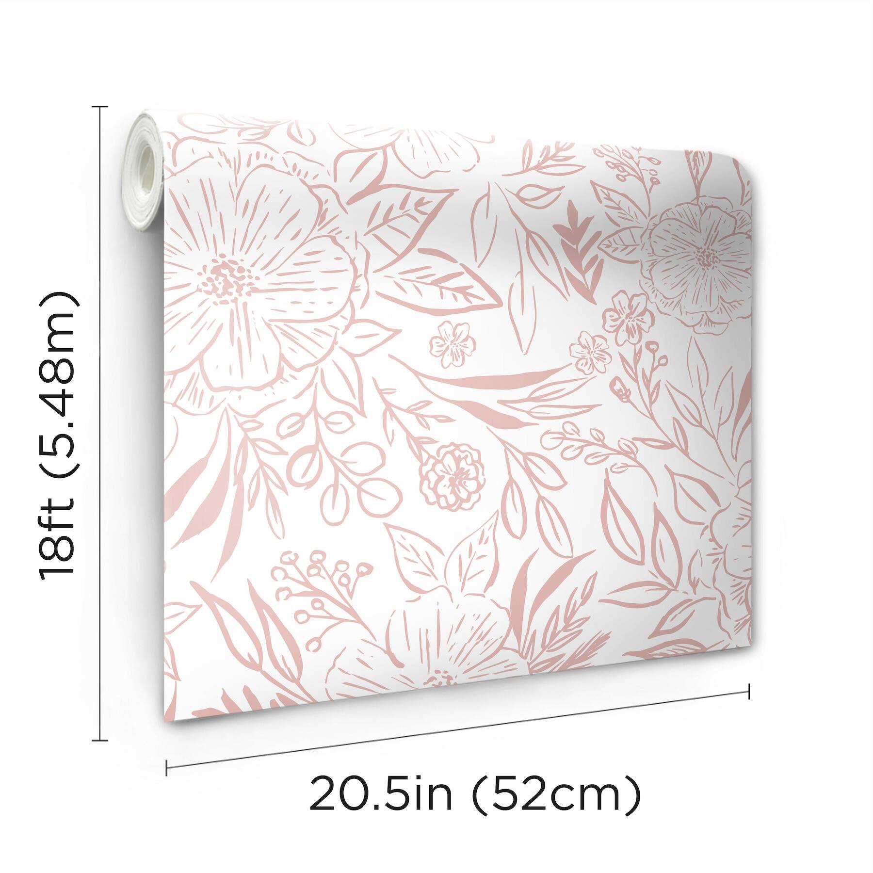 RoomMates Pink & White Floral Sketch Peel & Stick Wallpaper