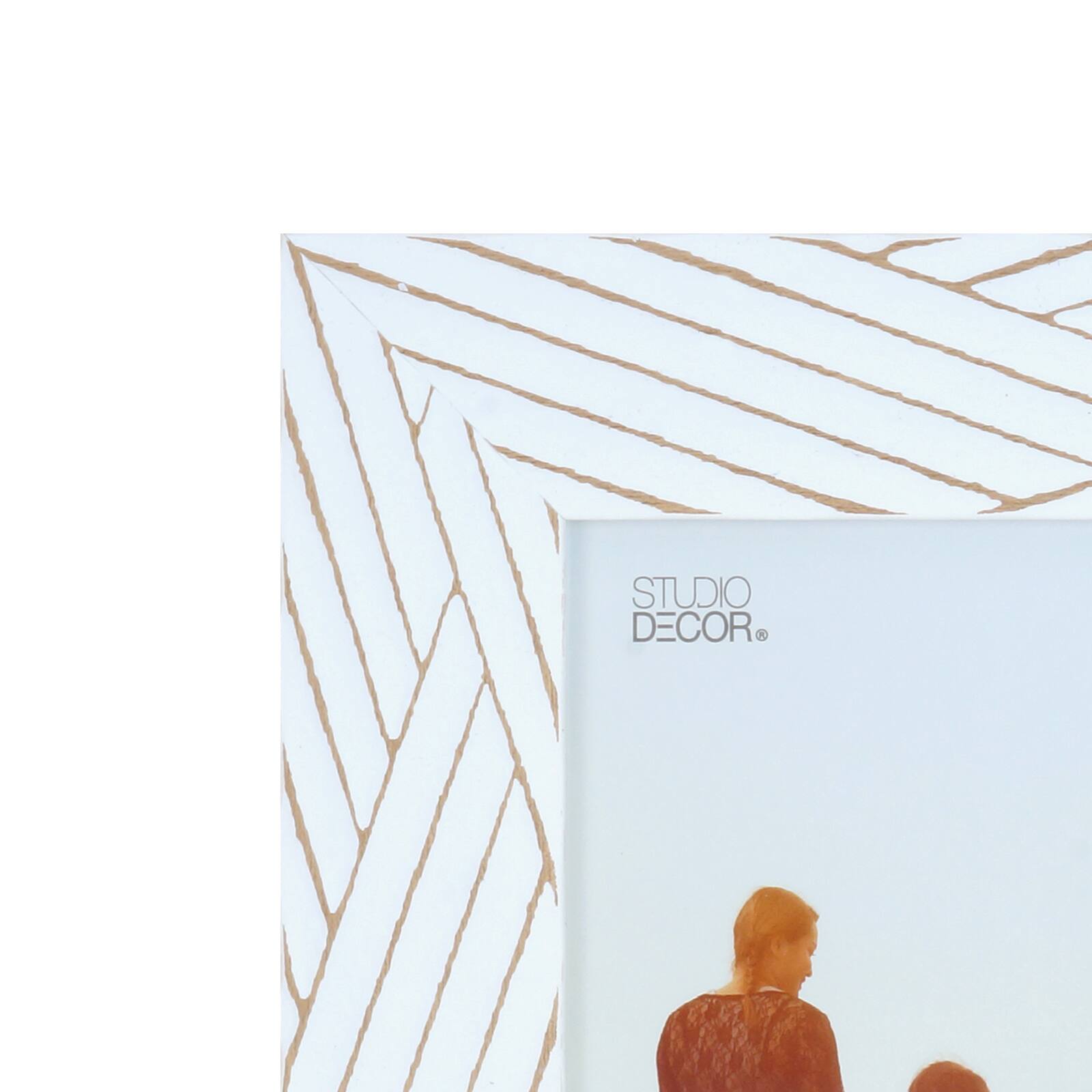 Expressions™ 5" x 7" White with Brown Lines Frame by Studio Décor®