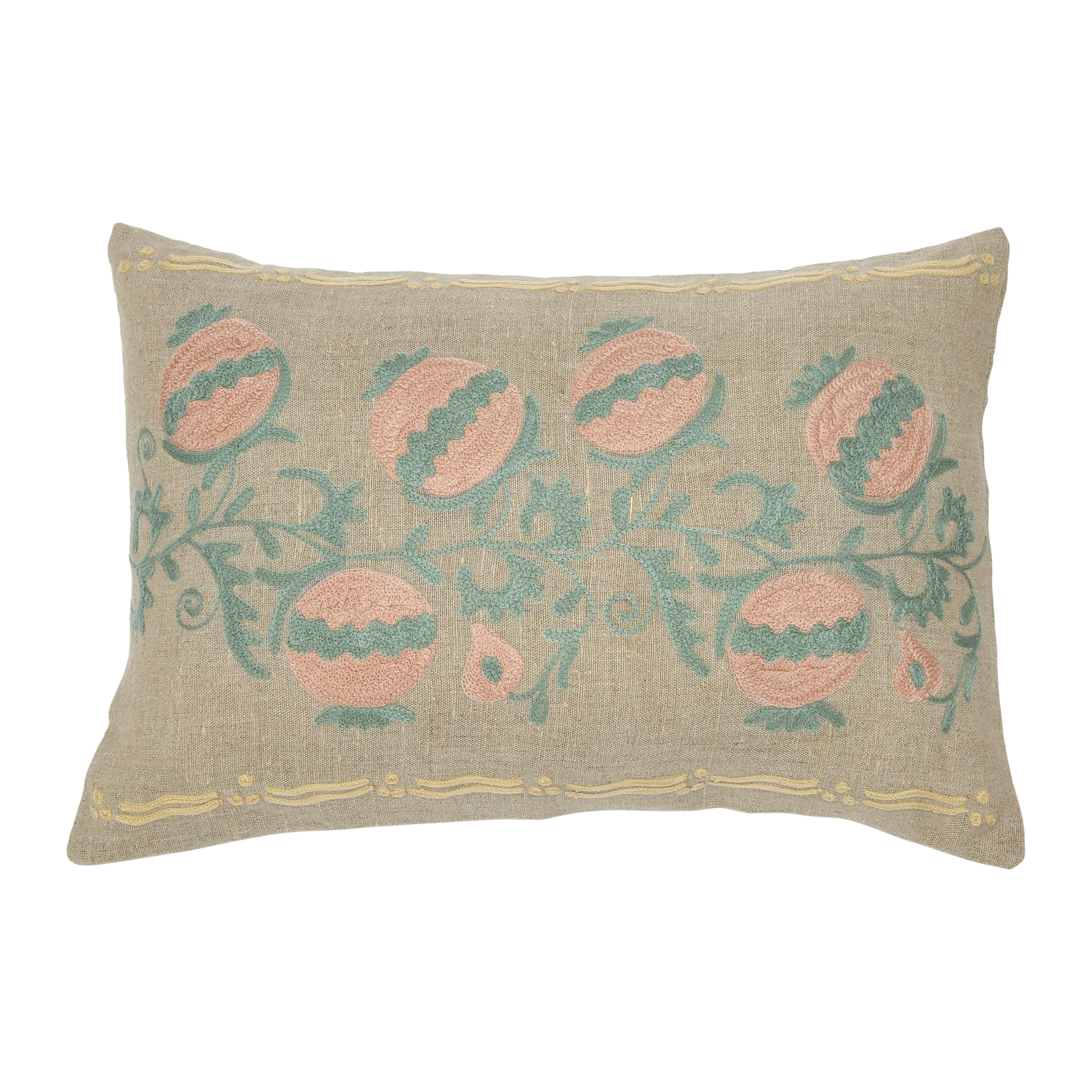 Hello Honey® Multicolor Embroidery Cotton Chambray Lumbar Pillow