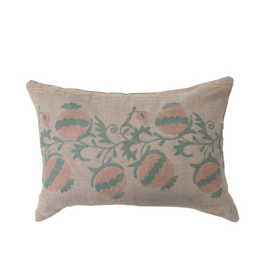 Multicolor Embroidery Cotton Chambray Lumbar Pillow | Michaels
