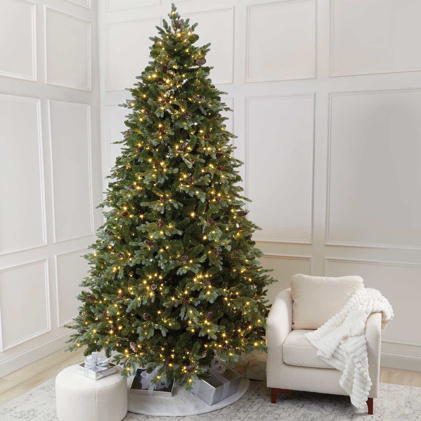 9ft. Pre-Lit Blue Mountain Spruce Realistic Artificial Christmas Tree, Colour Changing Micro LED Lights by Ashland&#xAE;