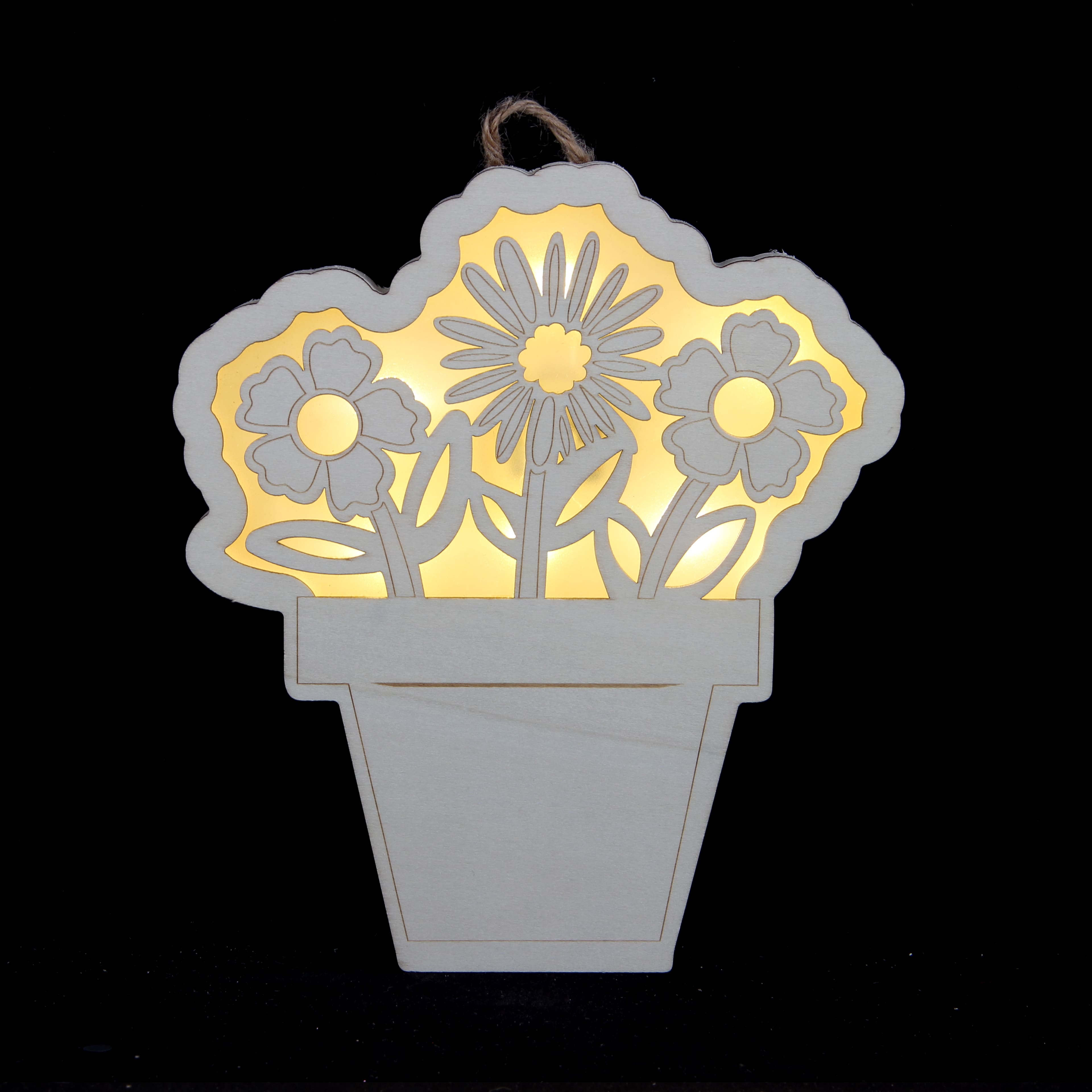 Pot de fleurs d&#xE9;coratif en contreplaqu&#xE9; de 25,4 cm avec DEL &#xE0; d&#xE9;corer soi-m&#xEA;me de Make Market