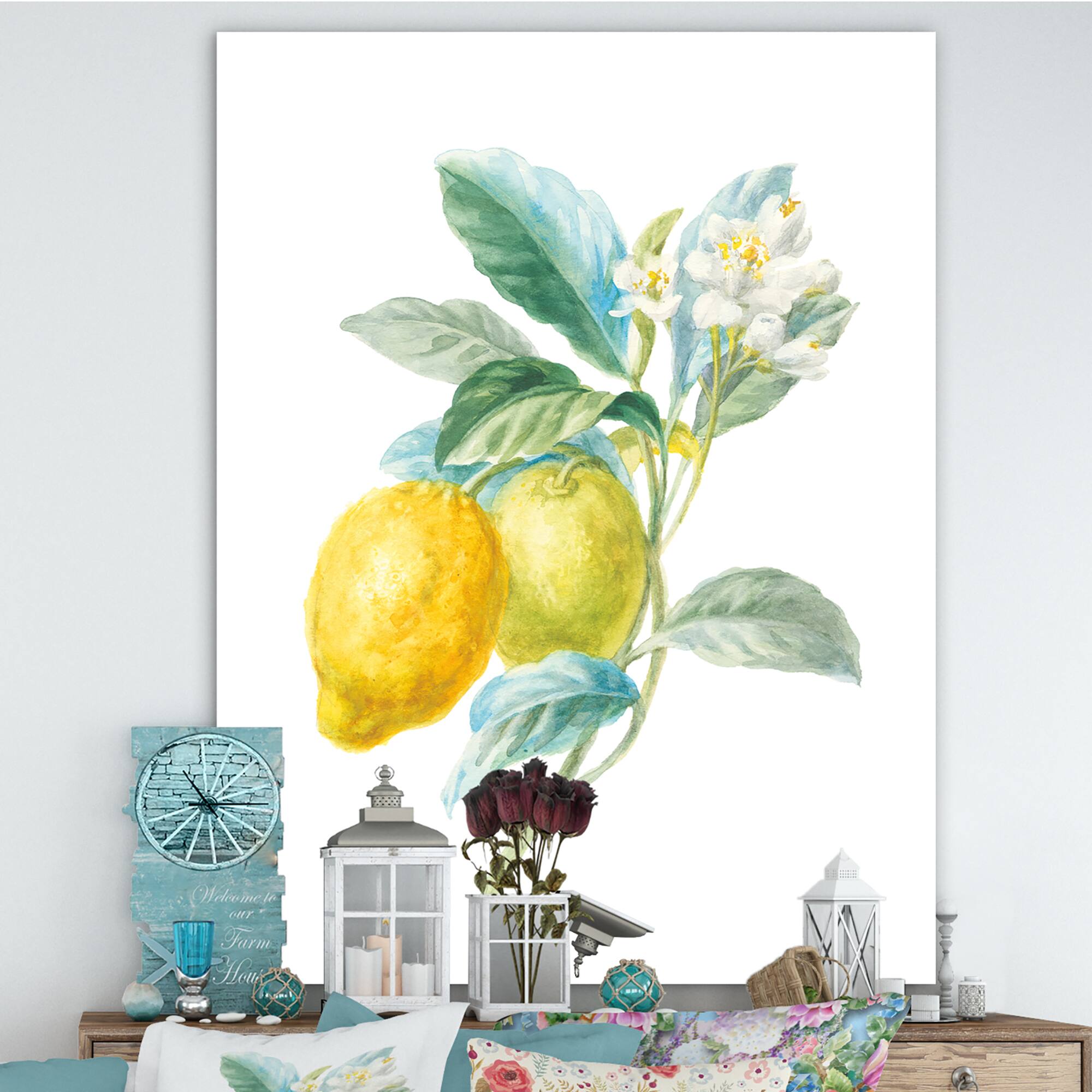 Designart - Floursack Lemon II - Cabin &#x26; Lodge Gallery-wrapped Canvas