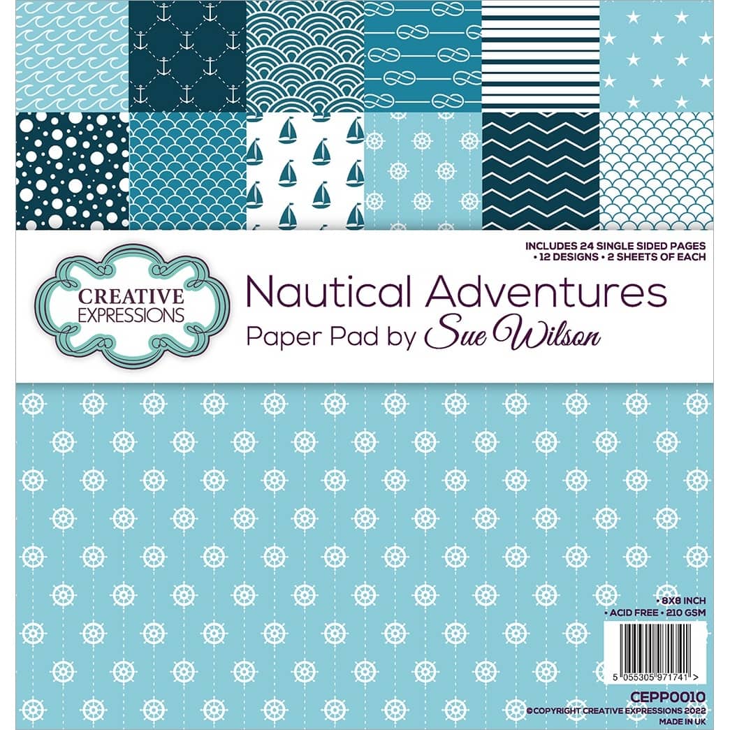 Creative Expressions Single-Sided Paper Pad 8&#x22; x 8&#x22; 24 ct. Nautical Adventure By Sue Wilson