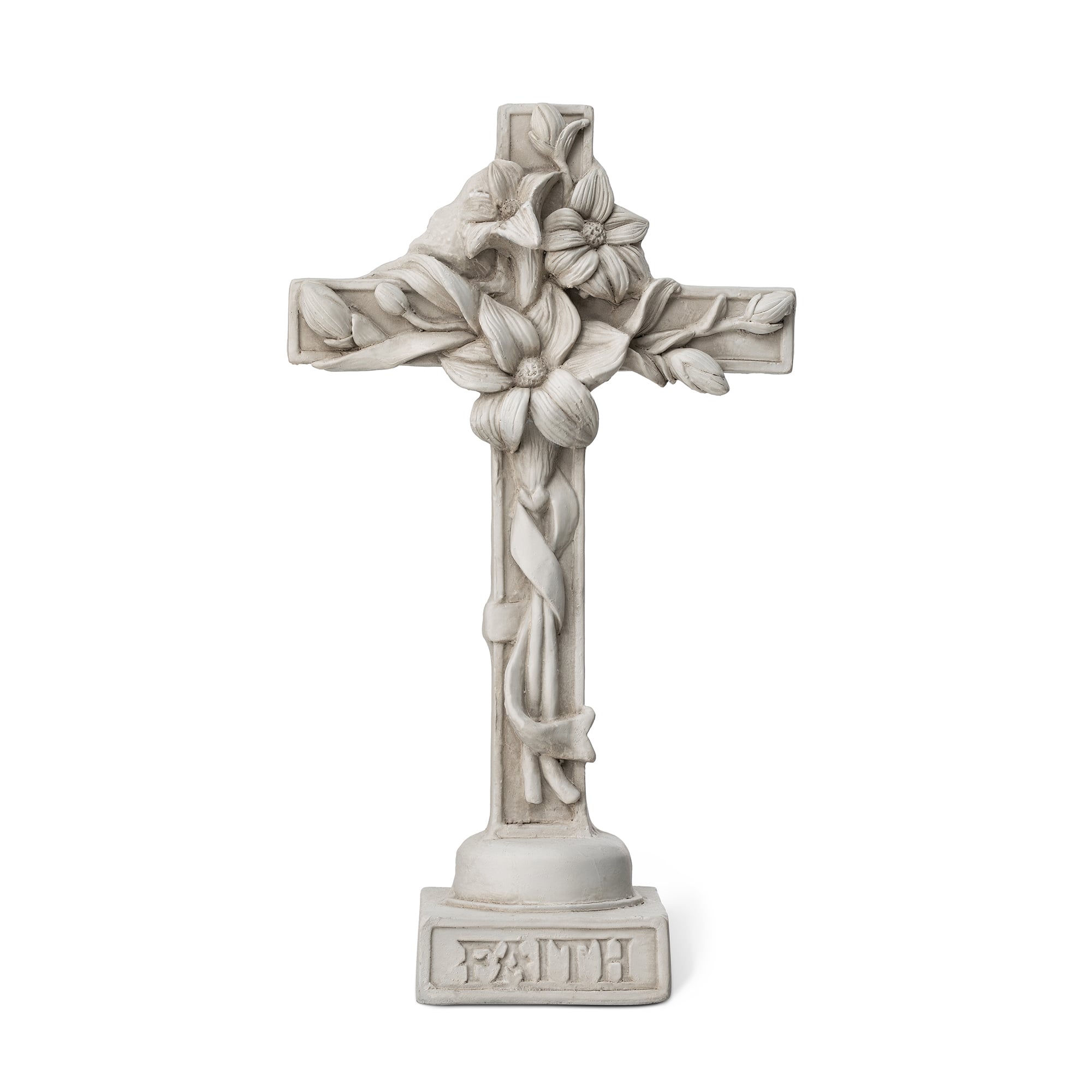 Glitzhome&#xAE; 21&#x22; Holy Cross with Lily Garden Statue