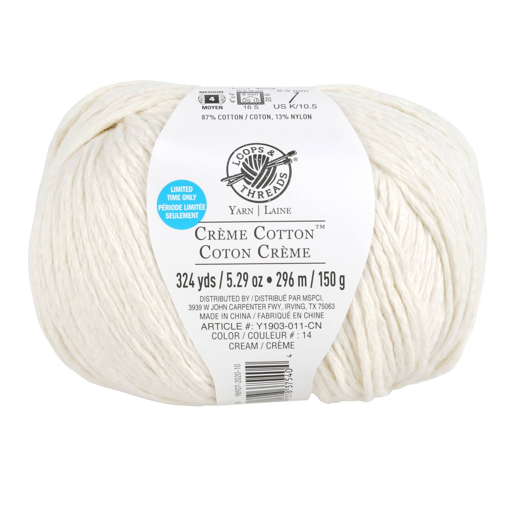Créme Cotton™ Yarn by Loops & Threads® | Michaels