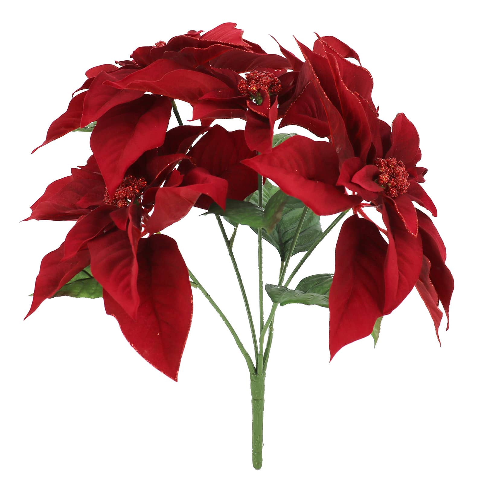 17&#x22; Dark Red Glitter Poinsettia Deluxe Bush by Ashland&#xAE;