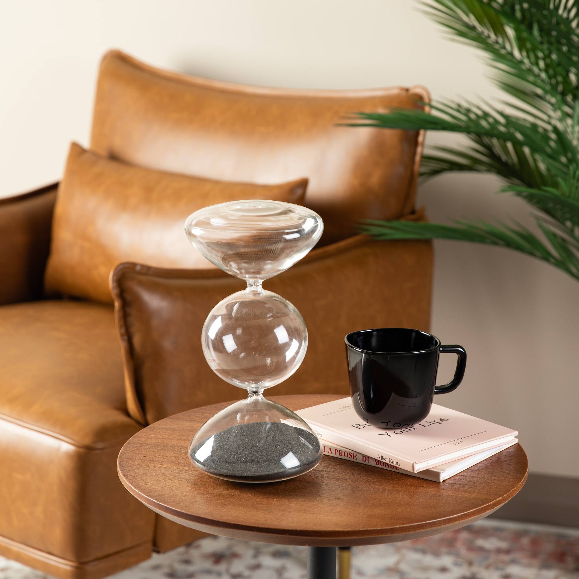 Glitzhome&#xAE; 10.25&#x22; Modern Tri-Layer Hourglass with Black Sand
