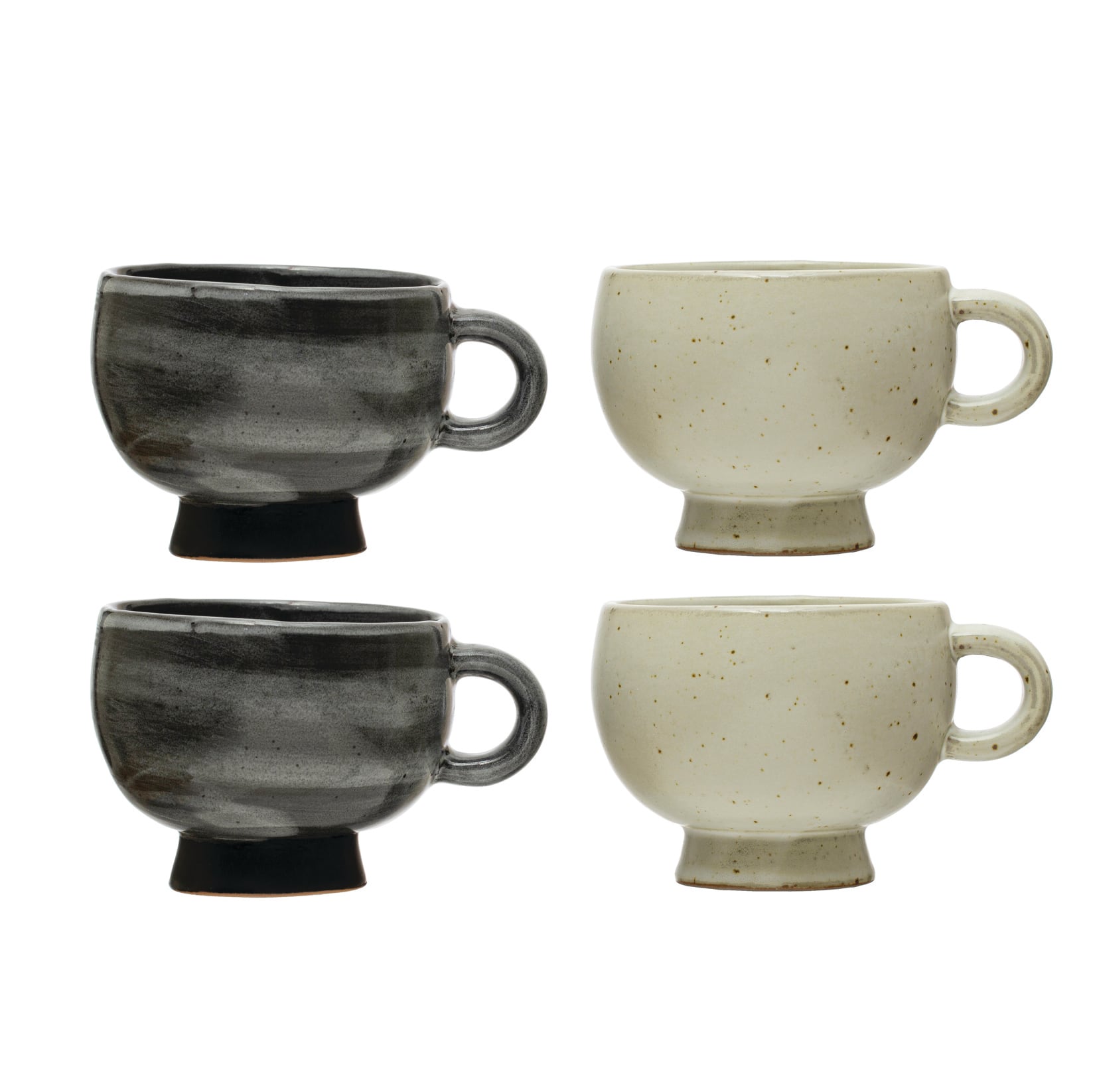 Hello Honey® Black & White Modern Stoneware Footed Mug Set