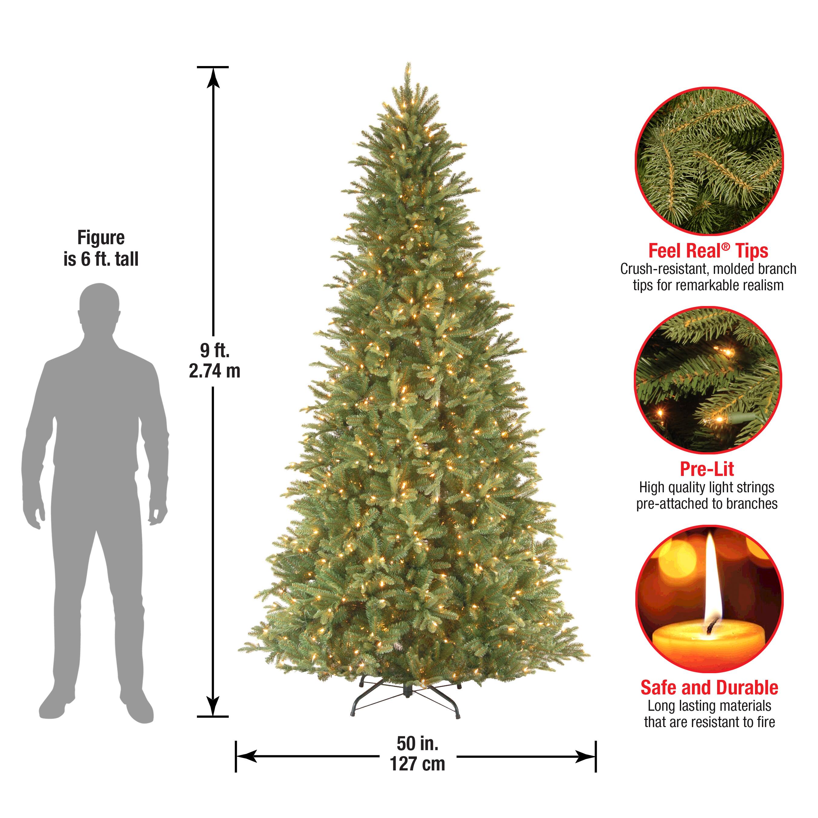9 ft. Pre-Lit Feel Real&#xAE; Tiffany Fir Slim Artificial Christmas Tree, Clear Lights