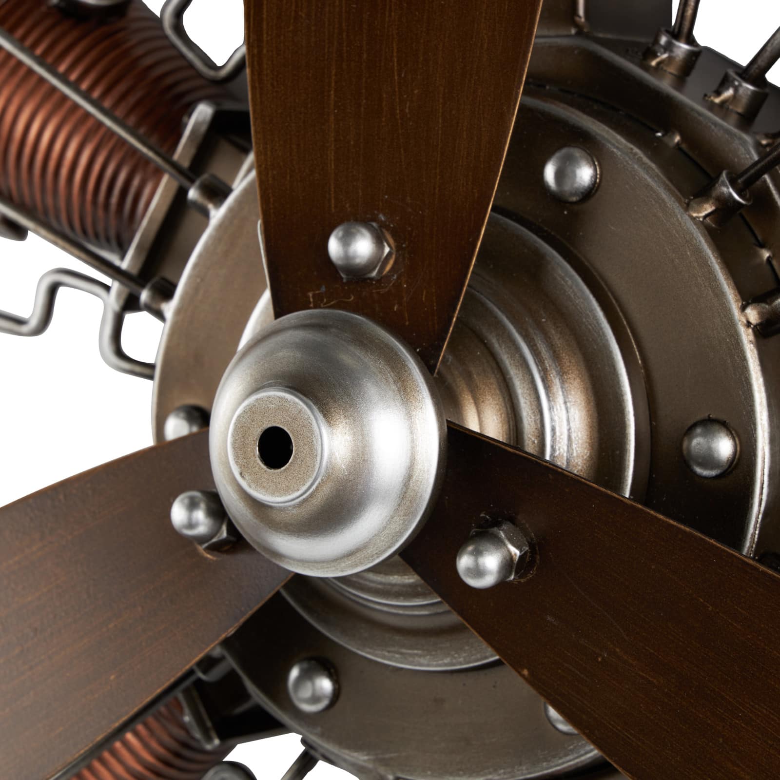 25" Brown Metal Propeller Wall Décor with Silver Accents