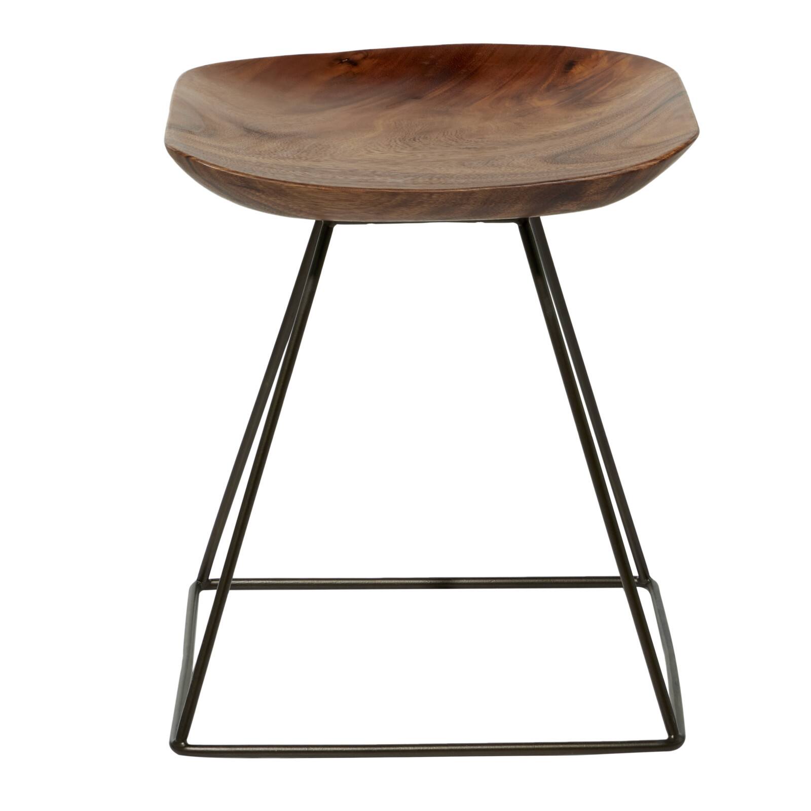 20" Brown Iron Rustic Stool