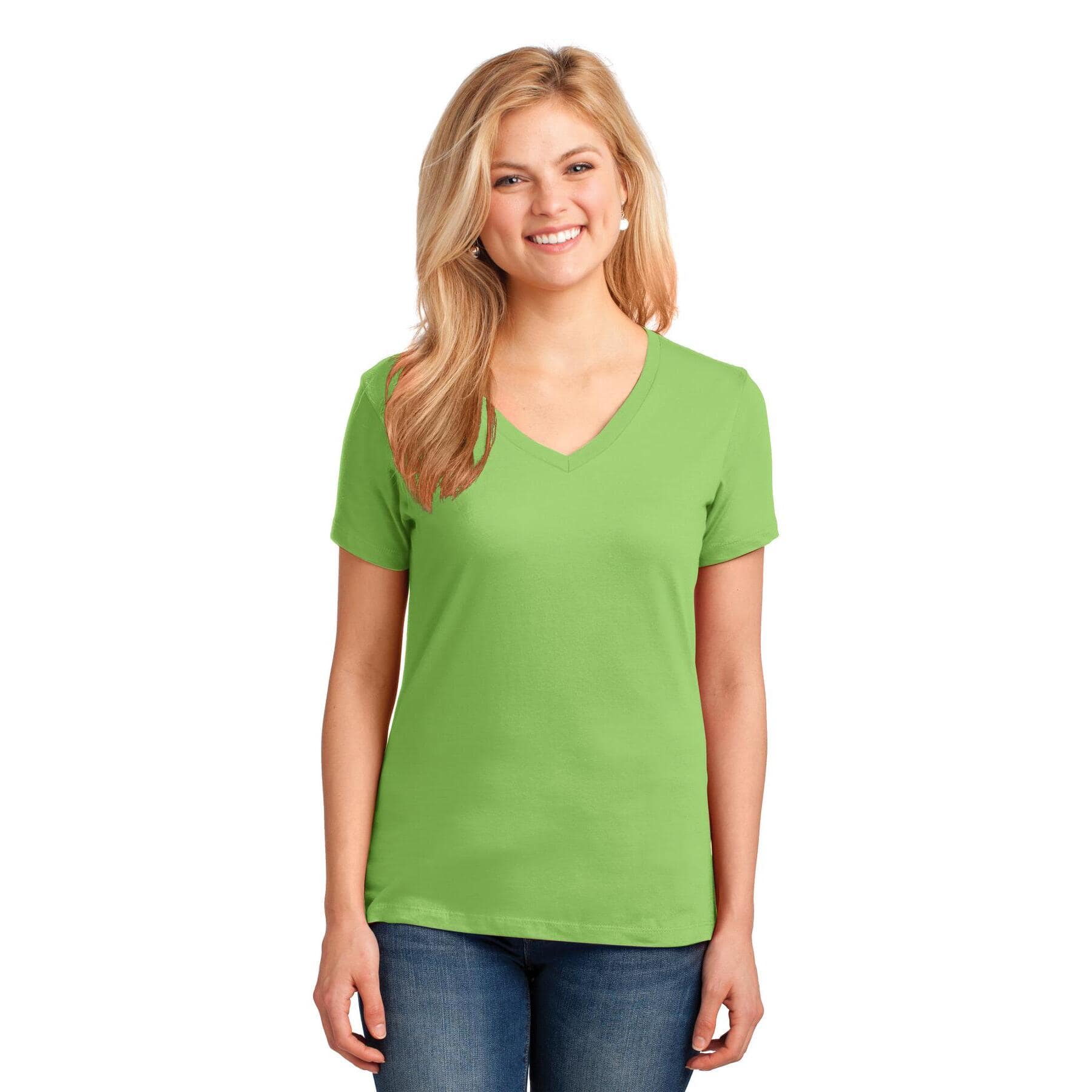 Port &#x26; Company&#xAE; Brights Core Cotton V-Neck Ladies T-Shirt