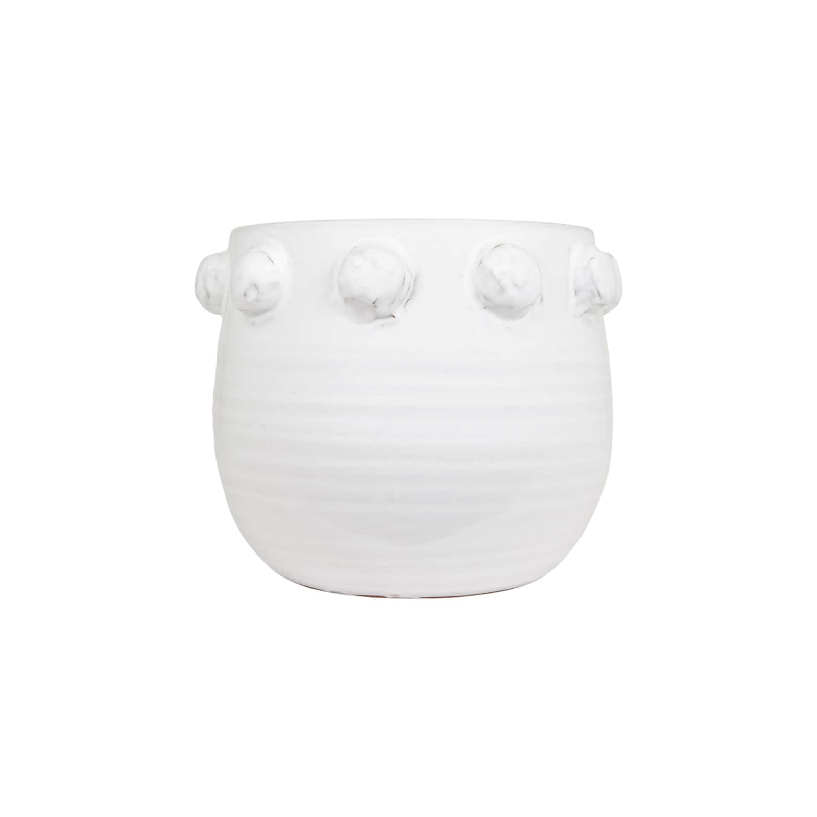 Hello Honey&#xAE; 9&#x22; White Bubble Design Top Terracotta Planter
