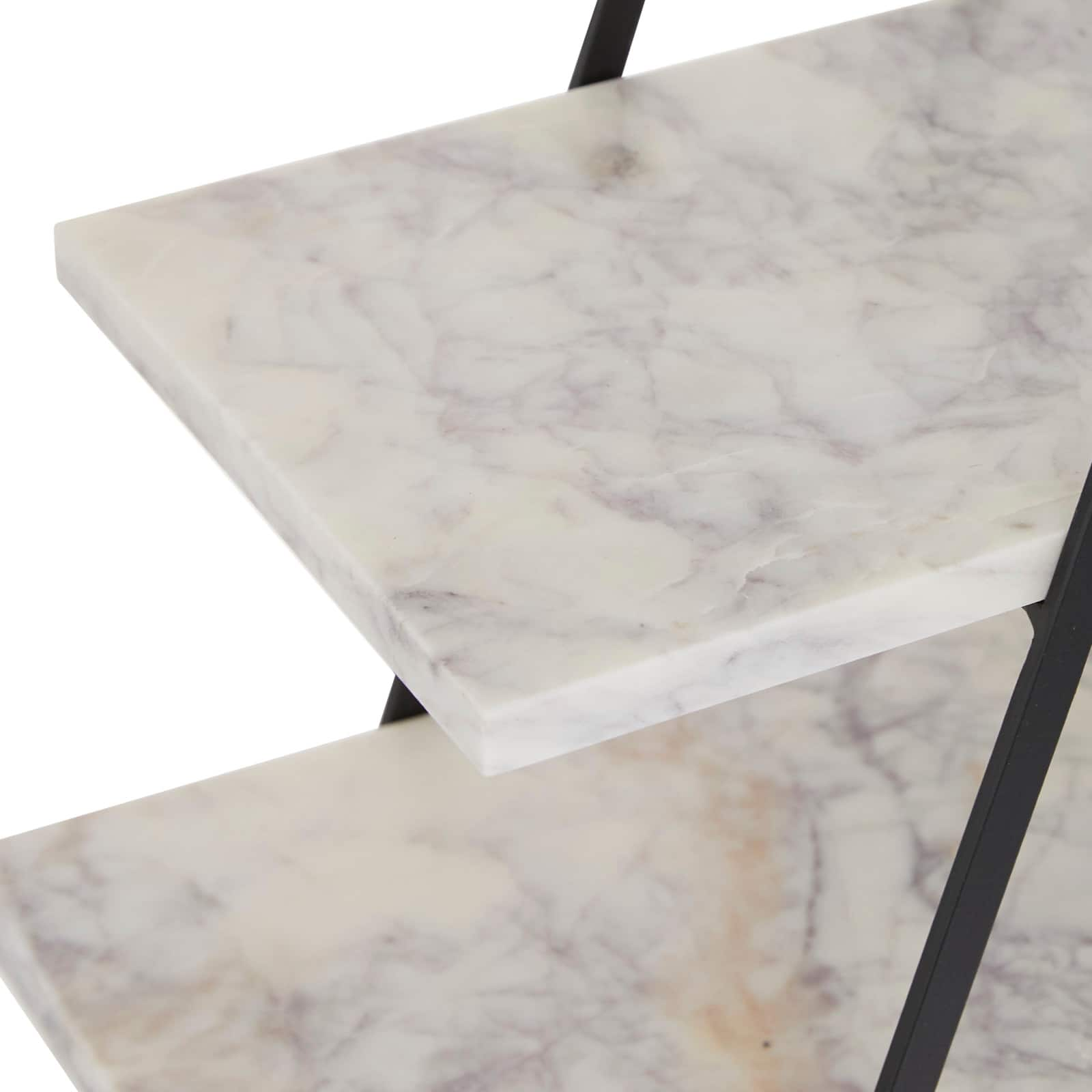 23&#x22; White Marble &#x26; Iron Contemporary 3-Tier Tray Stand