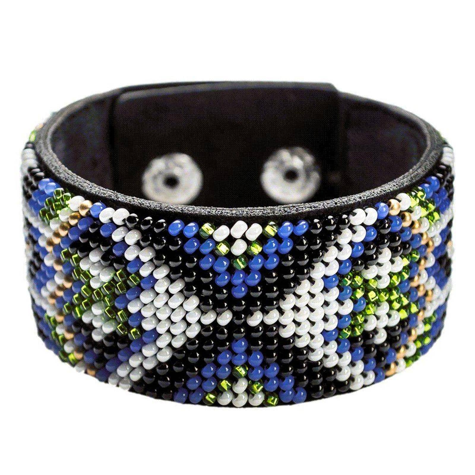Wonderland Crafts Blue Bead Artificial Leather Embroidery Bracelet Kit